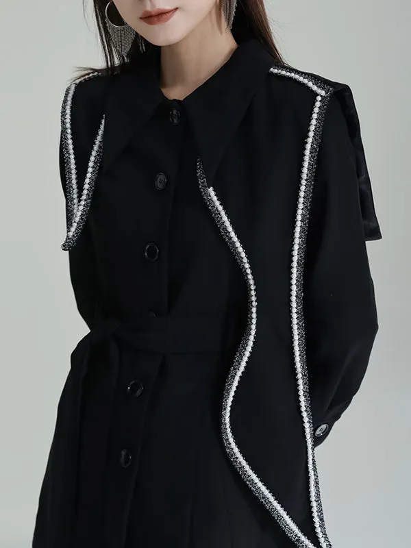 A-Line High Waisted Asymmetric Buttoned Lapel Mini Dresses