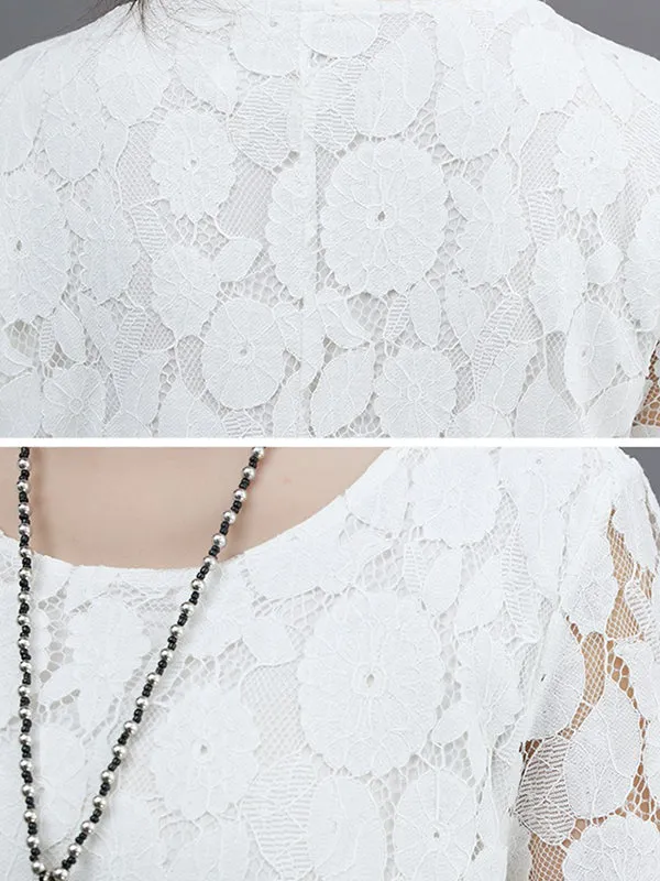 A-Line Long Sleeves Hollow Round-Neck Midi Dresses