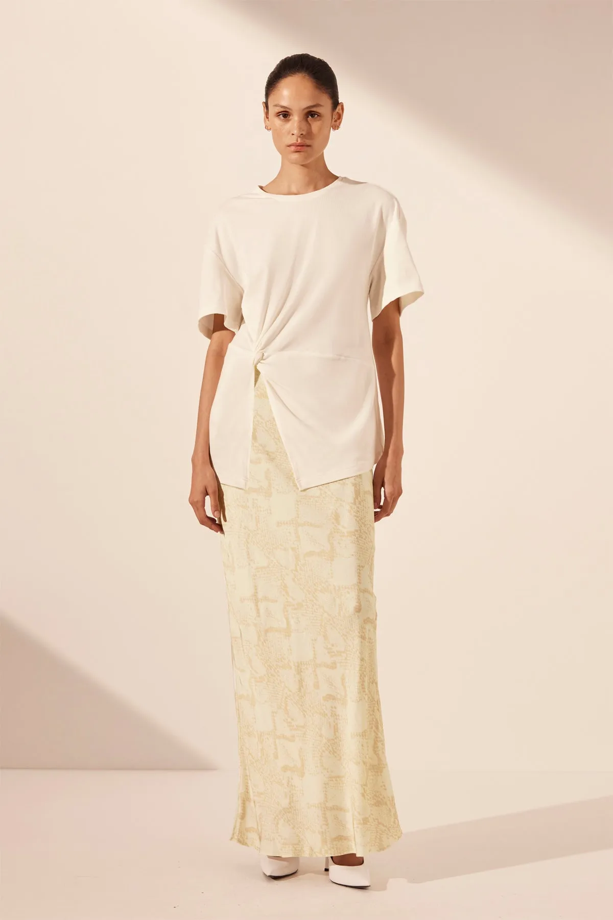 ABY TWIST T SHIRT - RICE