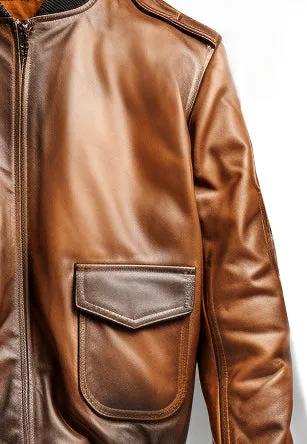 Aviator G1 Distressed Men Bomber Vintage Leather Jacket - Distressed Brown