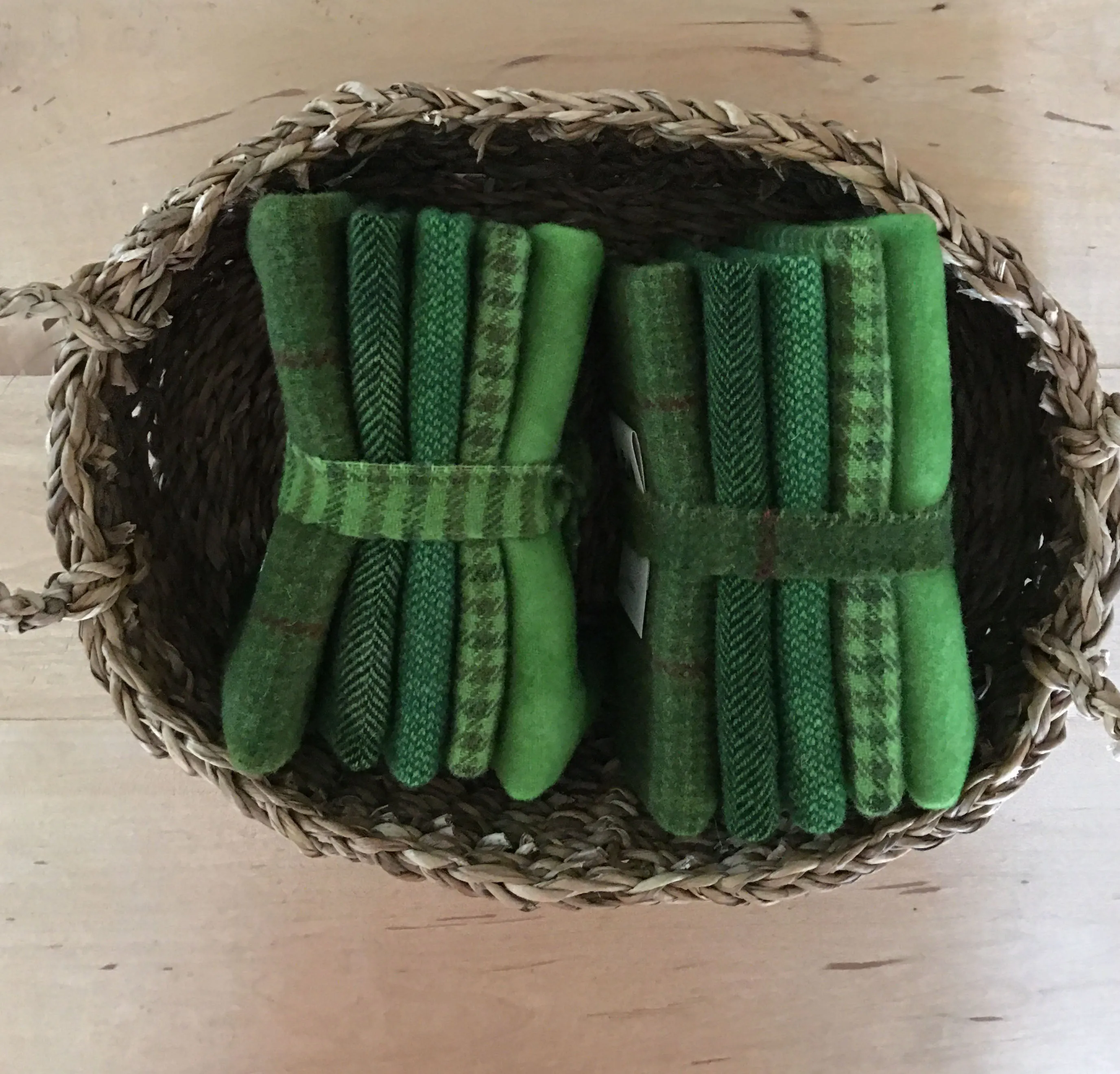 AVOCADO GREEN Hand Dyed Wool Bundle for Wool Applique and Rug Hooking