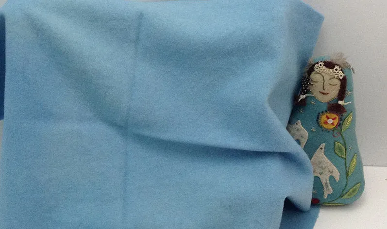 BABY BLUE EYES Hand Dyed Fat EIGHTH Wool Fabric for Wool Applique and Rug Hooking