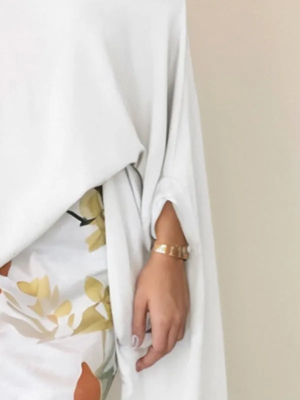Batwing Sleeves Loose See-Through Split-Joint Round-neck Blouses&shirts Tops