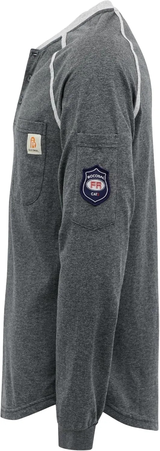 BOCOMAL FR Shirts 5.5oz Light Weight Henley and Short Sleeve Flame Resistant/Fire Retardant Clothing Shirt