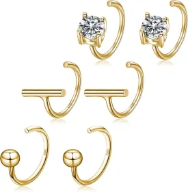 CHIC & ARTSY Half Hoops Earrings 925 Sterling Silver Small Huggie Hoop Earrings Ball, Bar, Star, Moon, Heart, Cross, Dot, Triangle Half Hoops Cartilage Piercing Earrings Tiny Hoop Stud Earrings