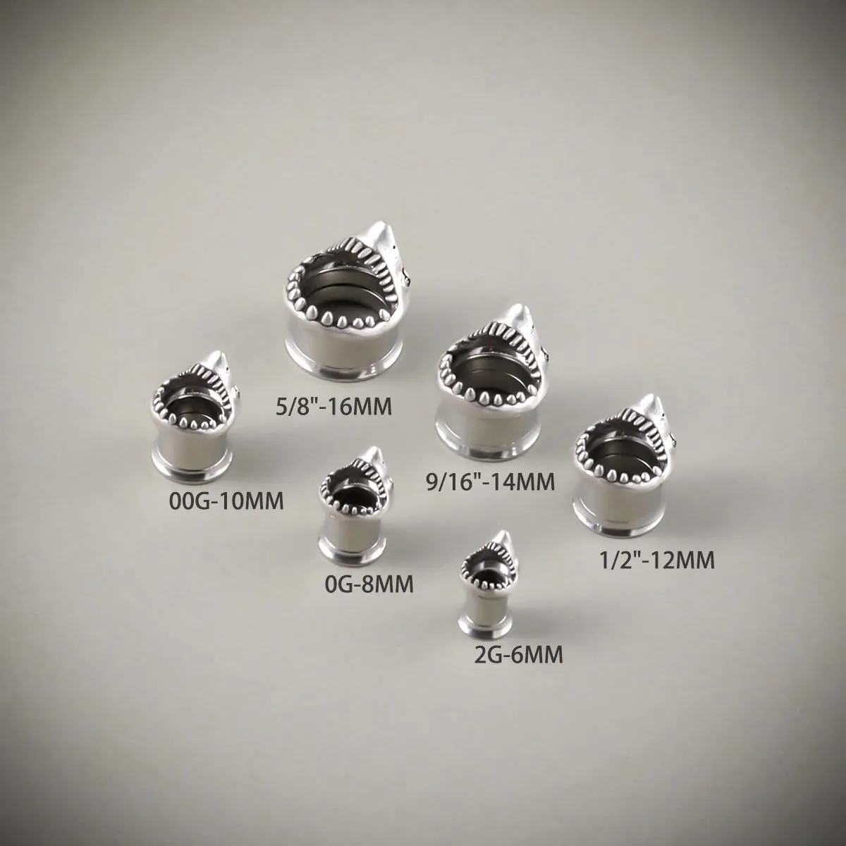 COOEAR Stainless Steel Tunnels, Shark design Earring Plugs, Screw Back Gauges for Ears.