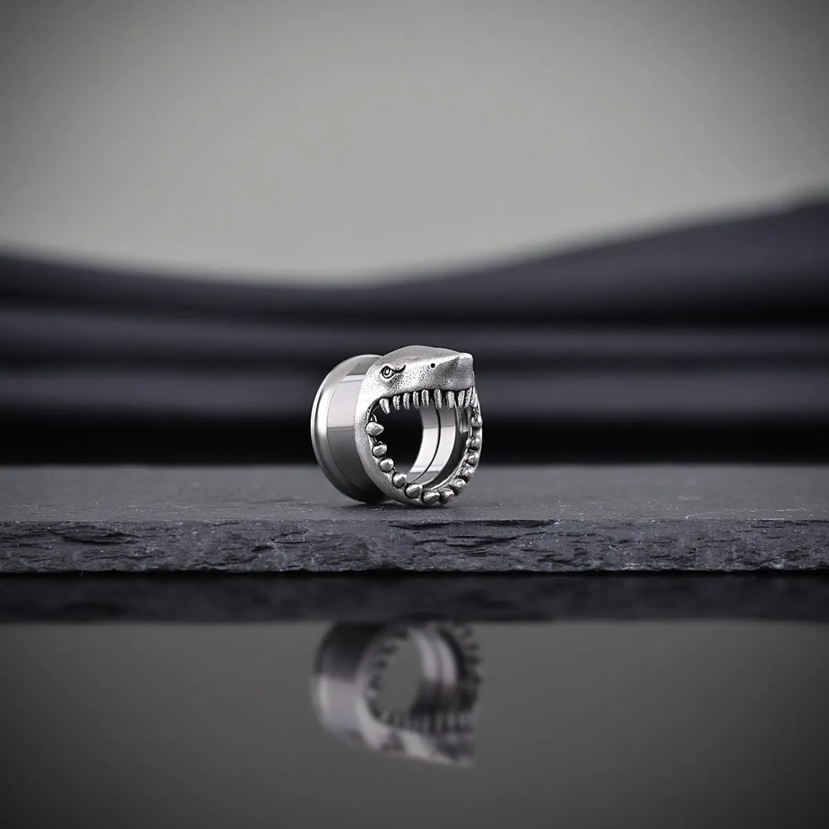 COOEAR Stainless Steel Tunnels, Shark design Earring Plugs, Screw Back Gauges for Ears.
