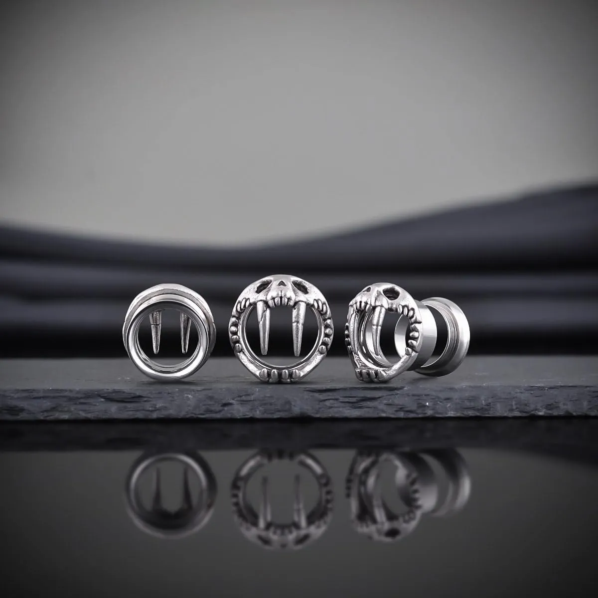 COOEAR Stainless Steel Tunnels, Shark design Earring Plugs, Screw Back Gauges for Ears.