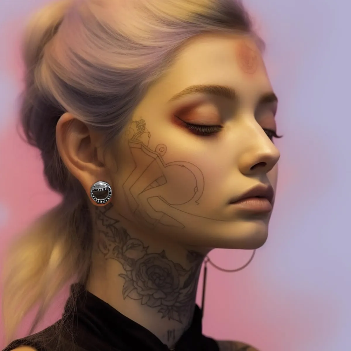 COOEAR Stainless Steel Tunnels, Shark design Earring Plugs, Screw Back Gauges for Ears.