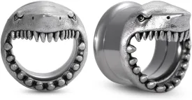 COOEAR Stainless Steel Tunnels, Shark design Earring Plugs, Screw Back Gauges for Ears.