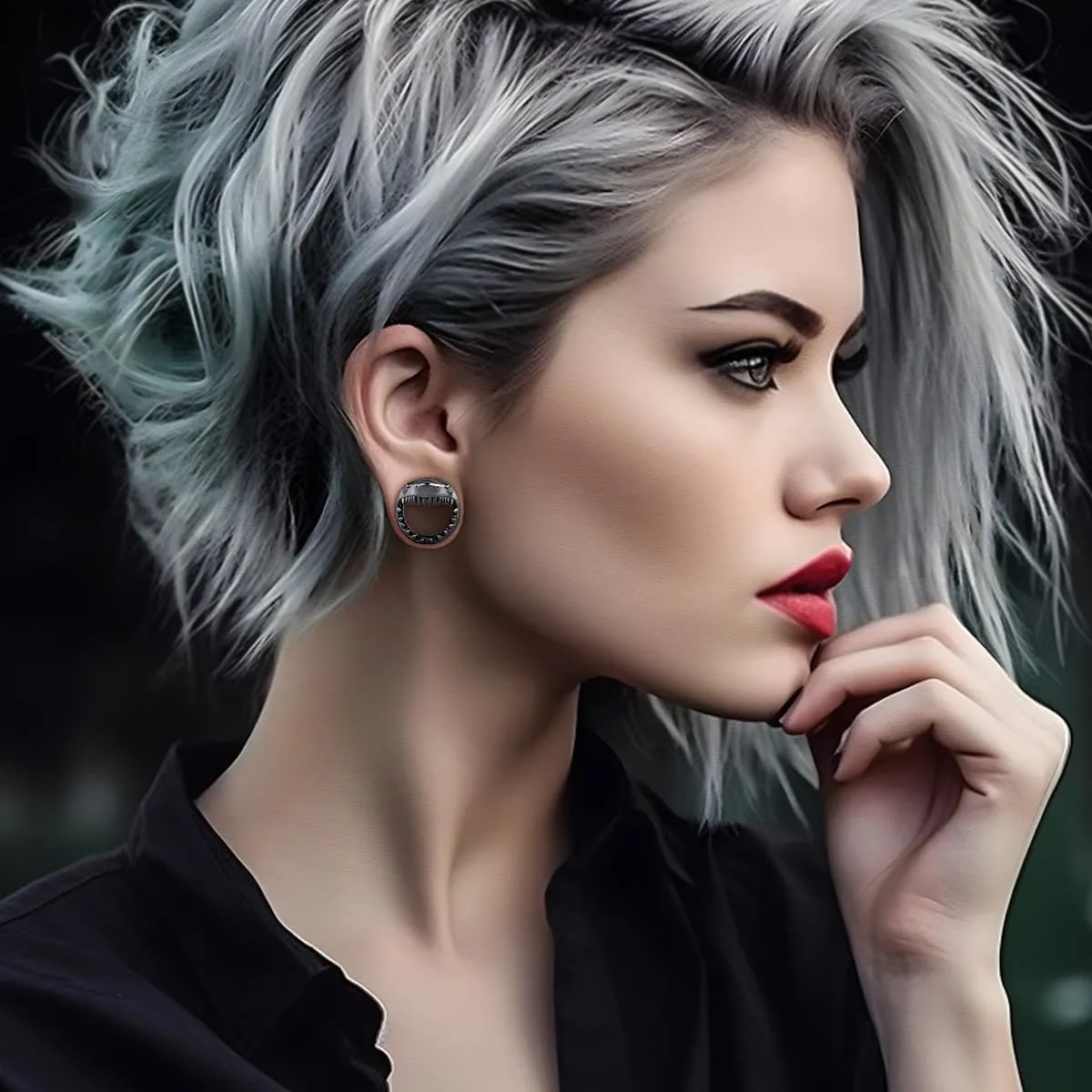 COOEAR Stainless Steel Tunnels, Shark design Earring Plugs, Screw Back Gauges for Ears.