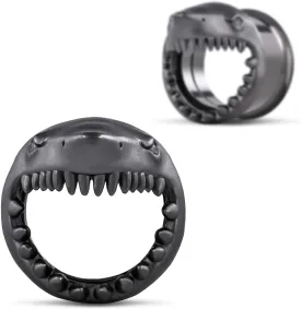 COOEAR Stainless Steel Tunnels, Shark design Earring Plugs, Screw Back Gauges for Ears.