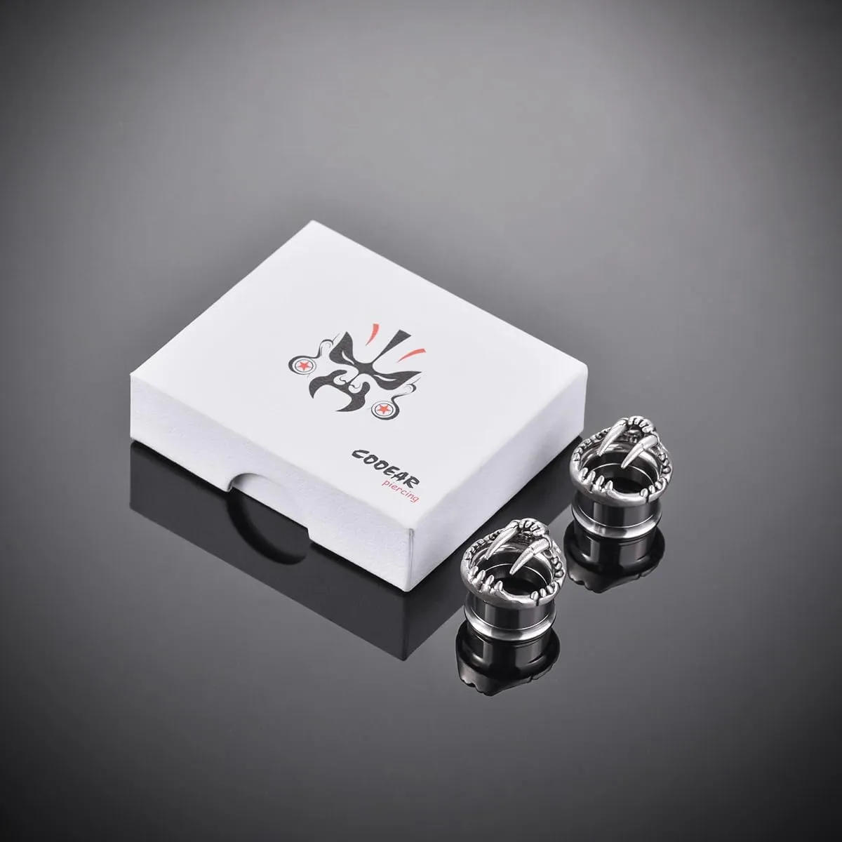 COOEAR Stainless Steel Tunnels, Shark design Earring Plugs, Screw Back Gauges for Ears.