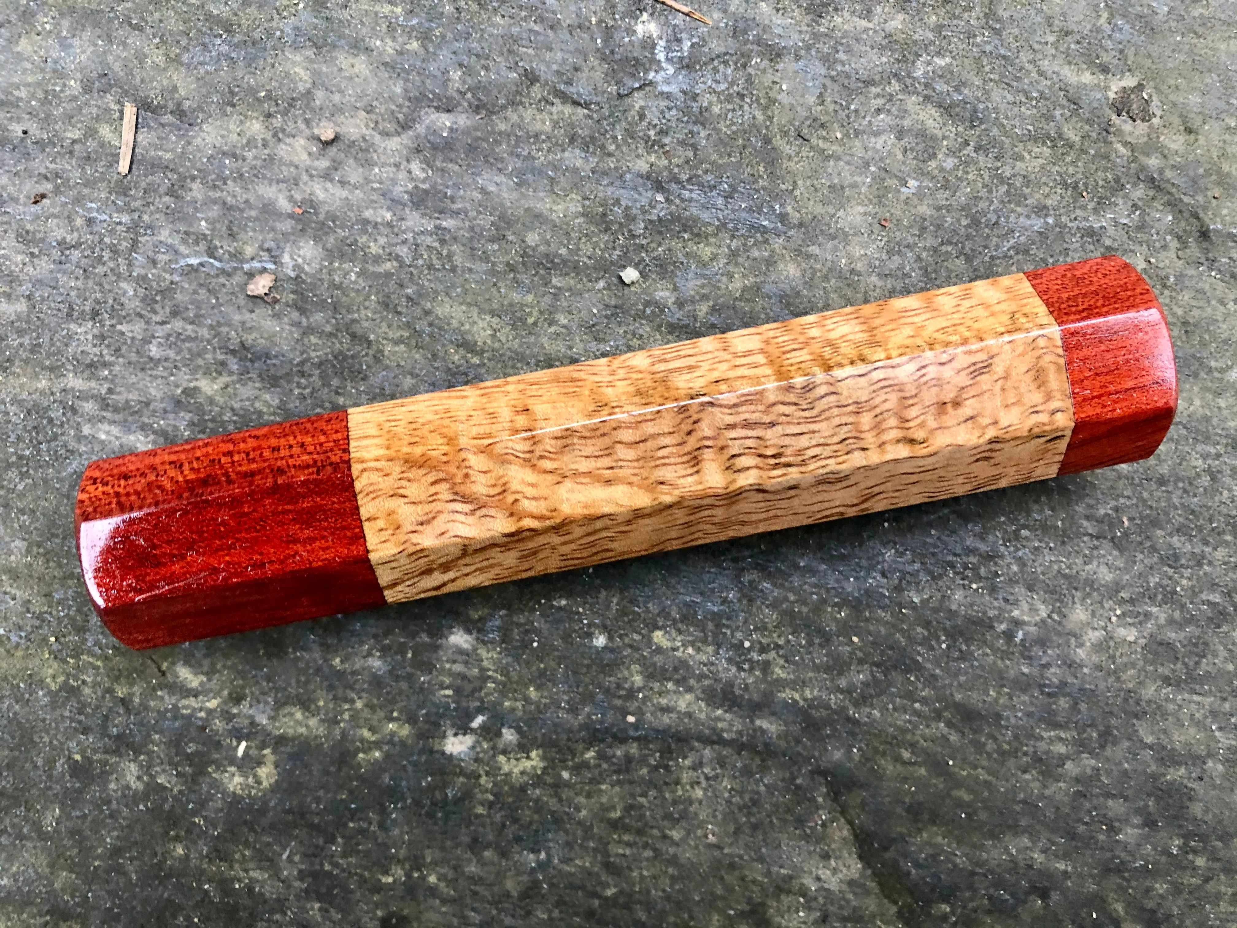 Custom Japanese Knife Handle - Curly mango and bloodwood