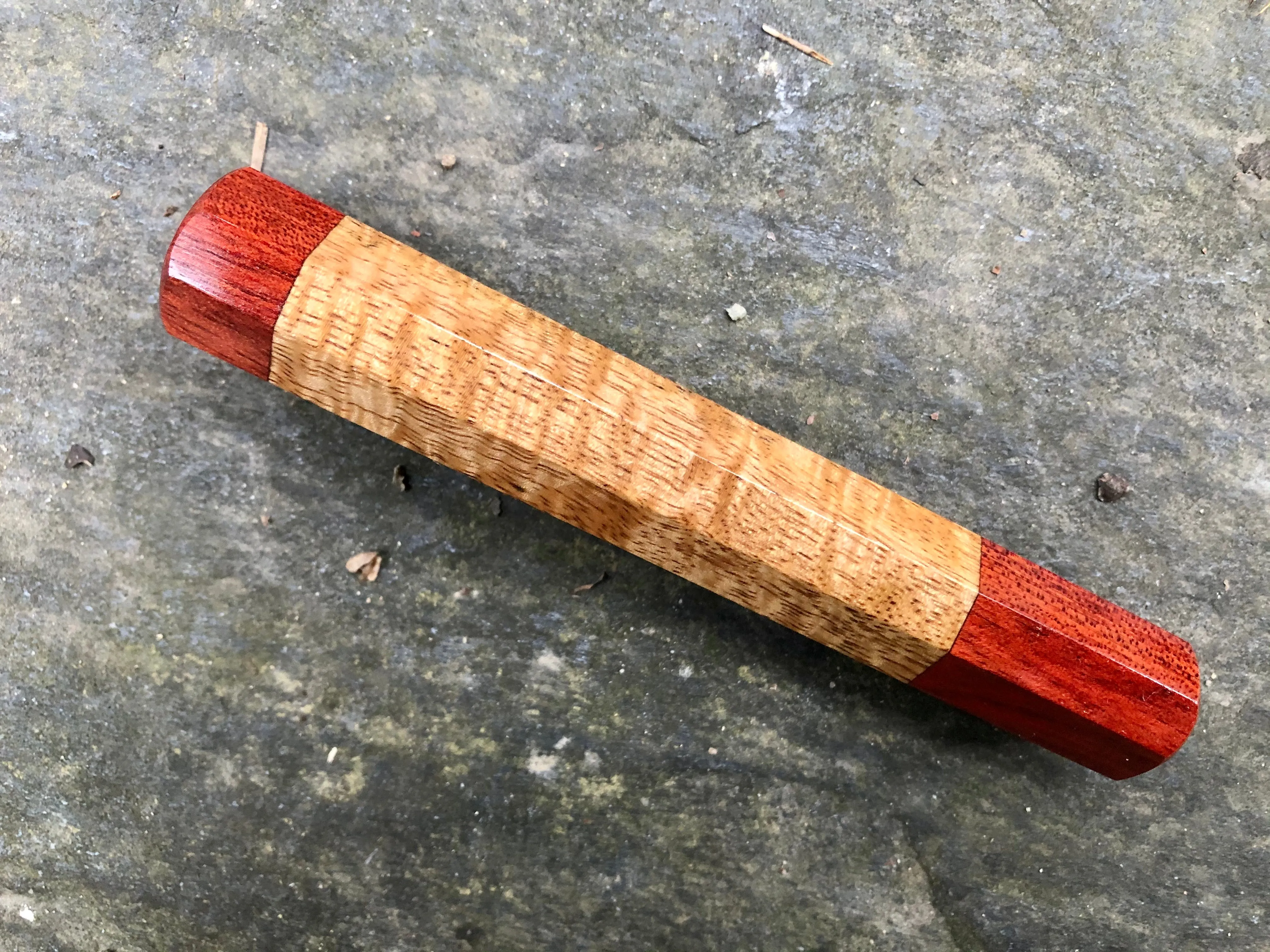 Custom Japanese Knife Handle - Curly mango and bloodwood