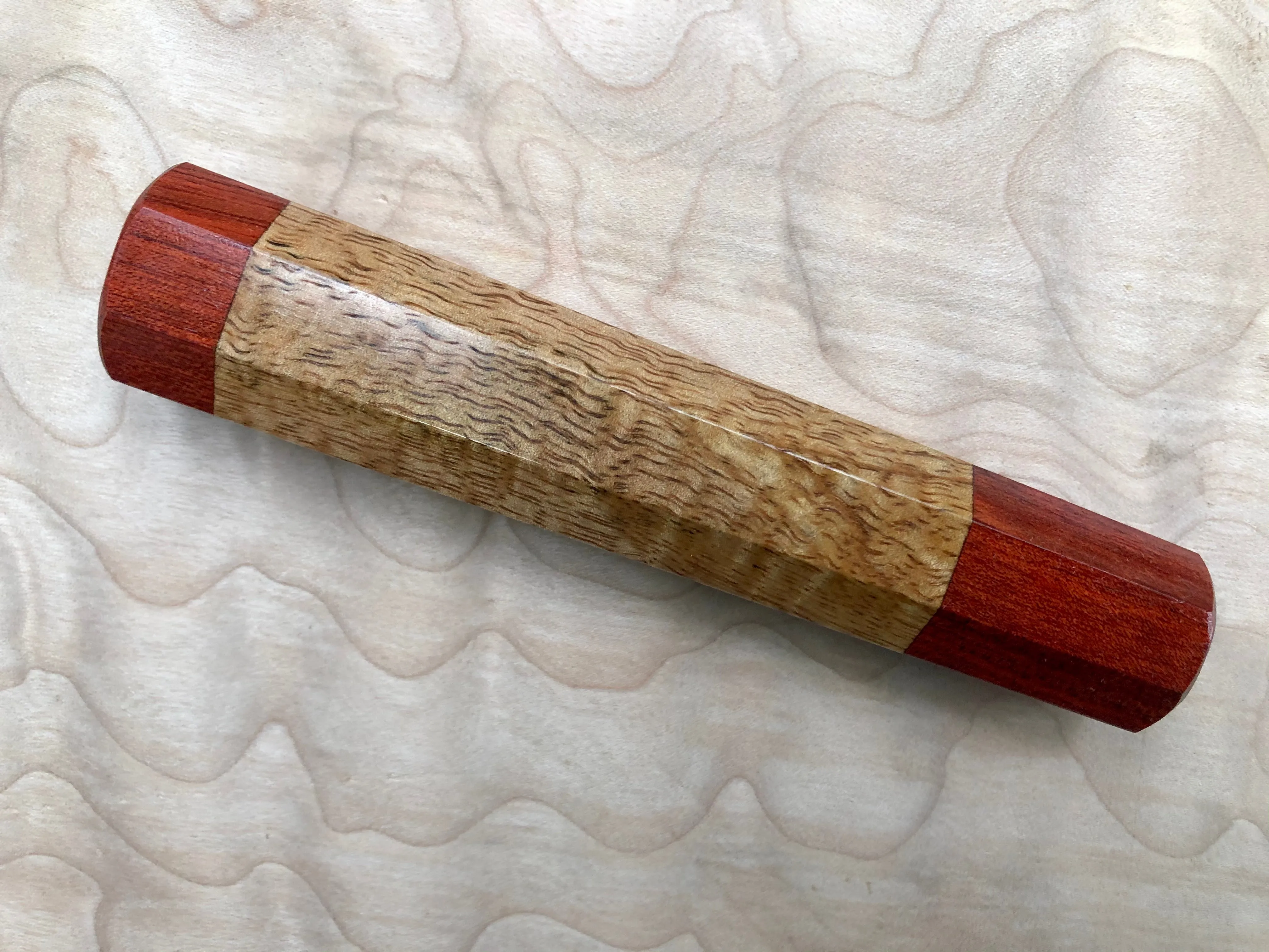 Custom Japanese Knife Handle - Curly mango and bloodwood