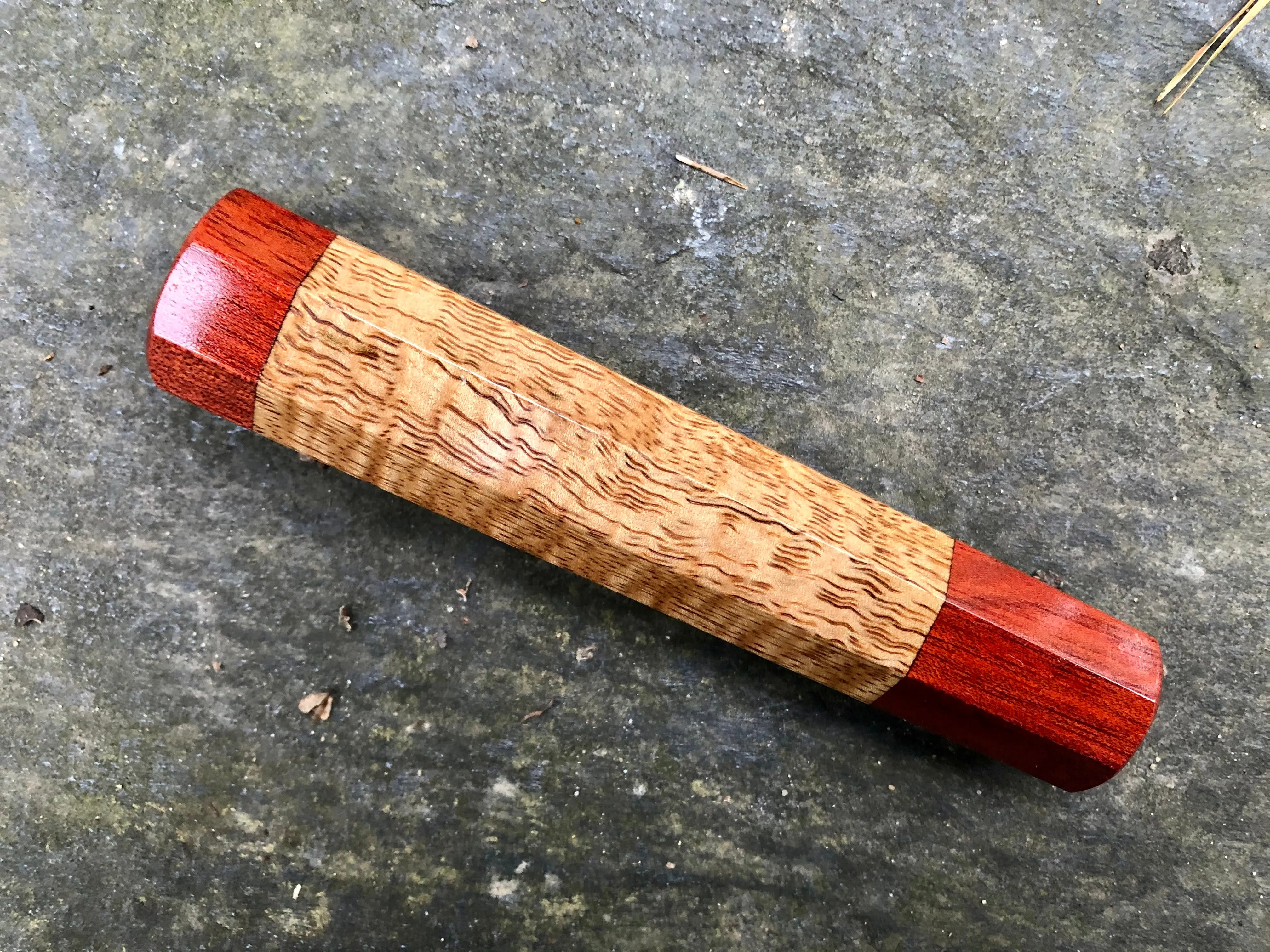 Custom Japanese Knife Handle - Curly mango and bloodwood