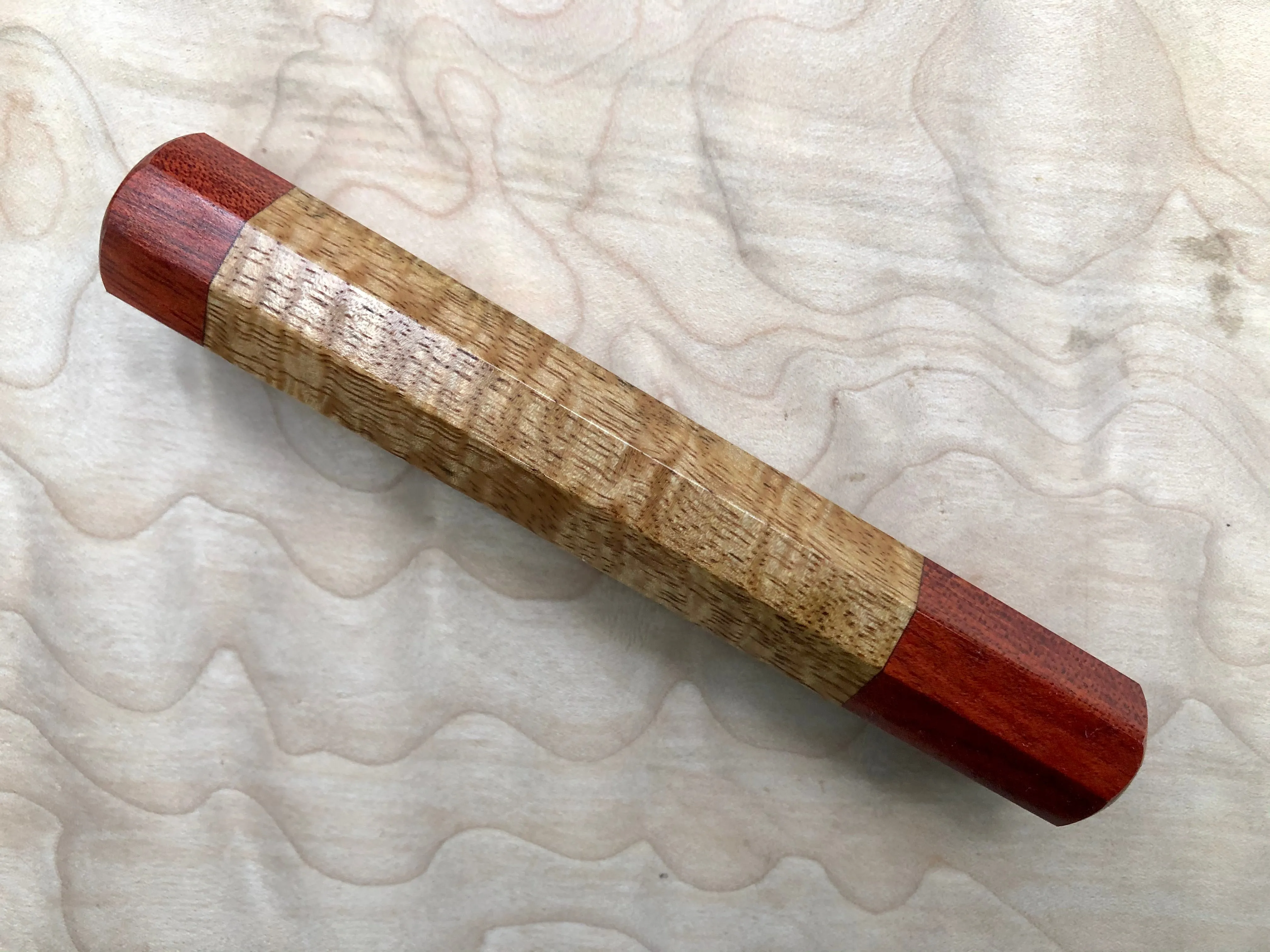 Custom Japanese Knife Handle - Curly mango and bloodwood