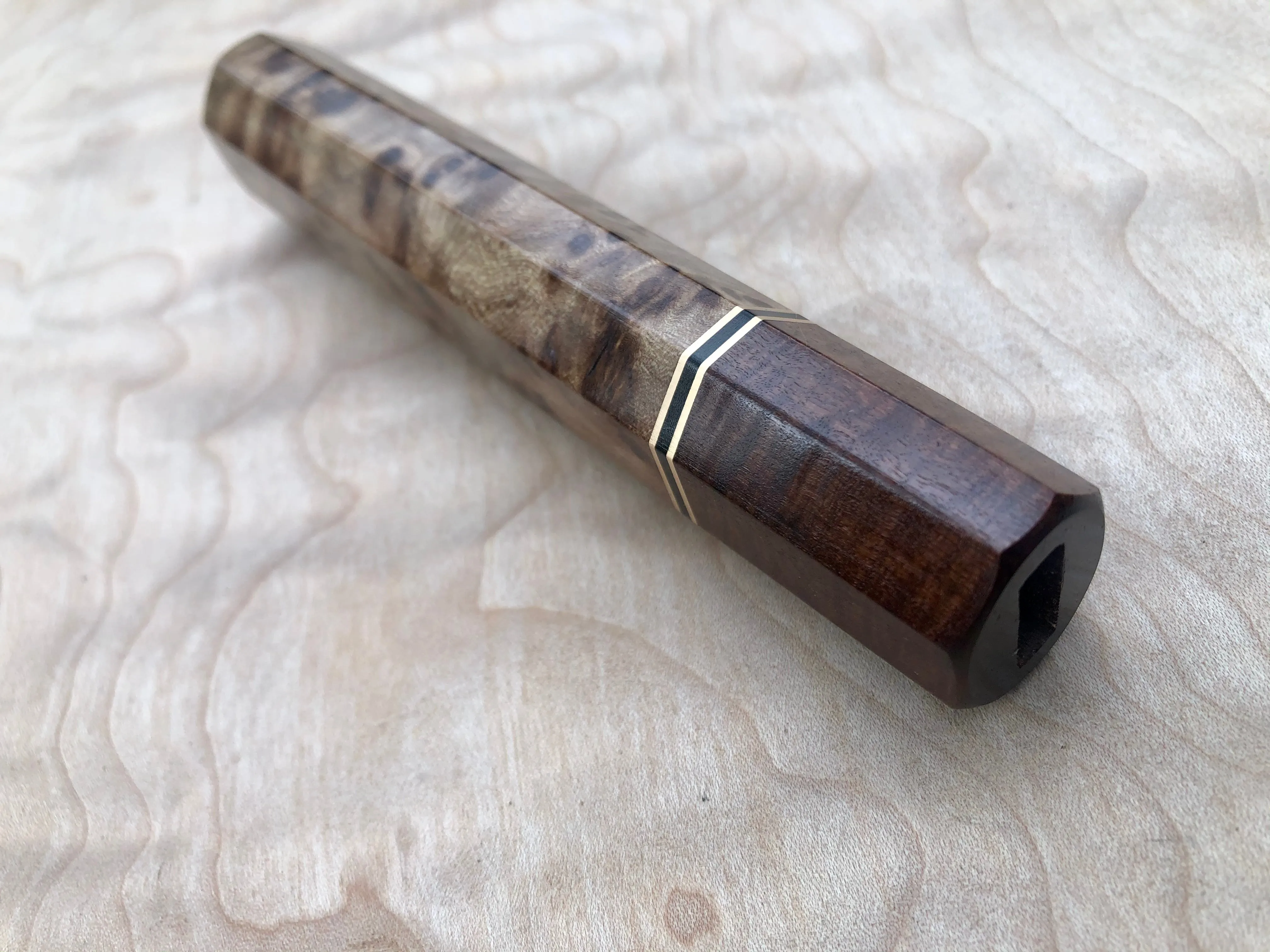 Custom Japanese Knife Handle - Elm burl