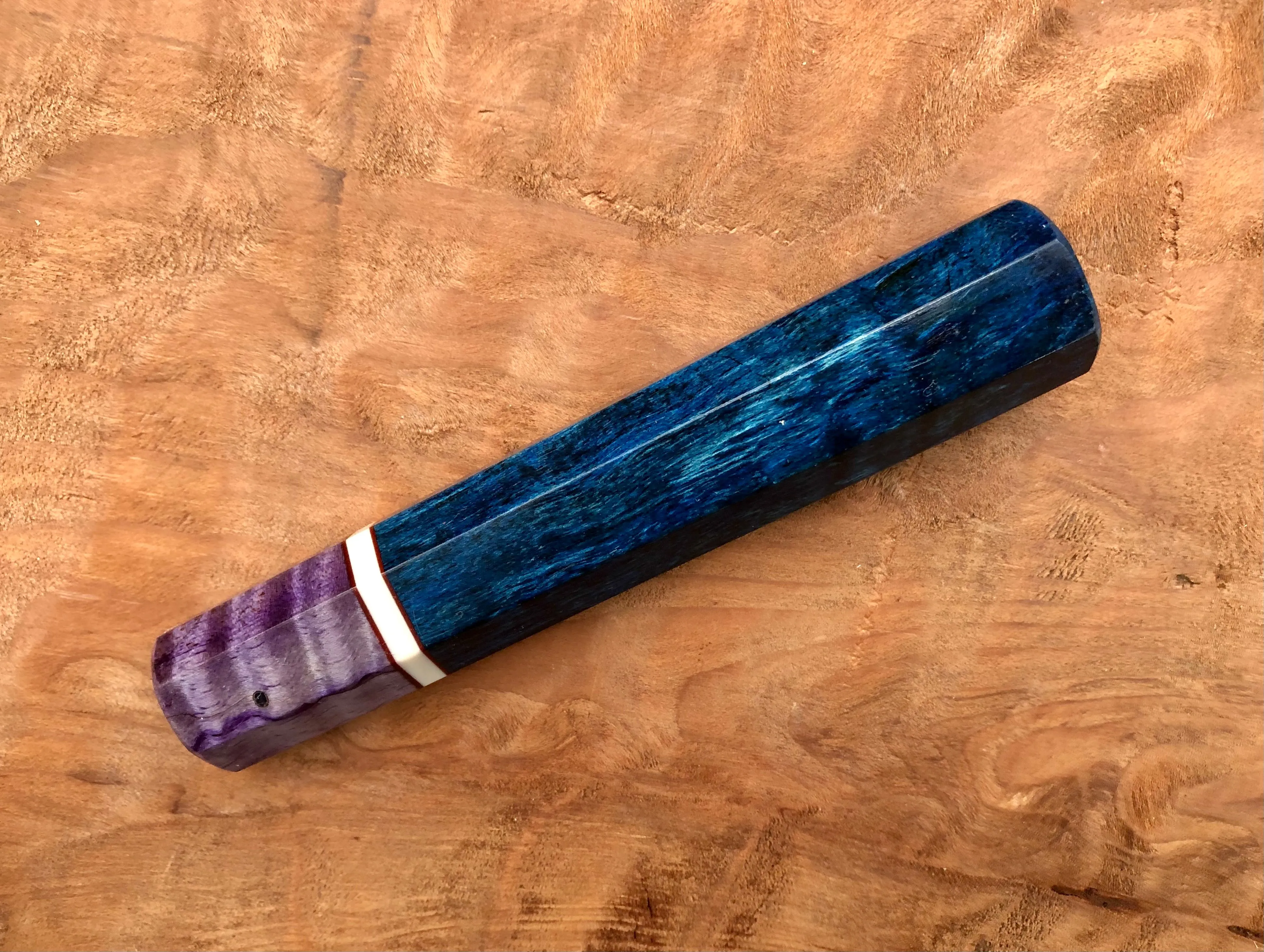 Custom Japanese Knife Handle (Wa Handle) - Dyed Spalted Maple
