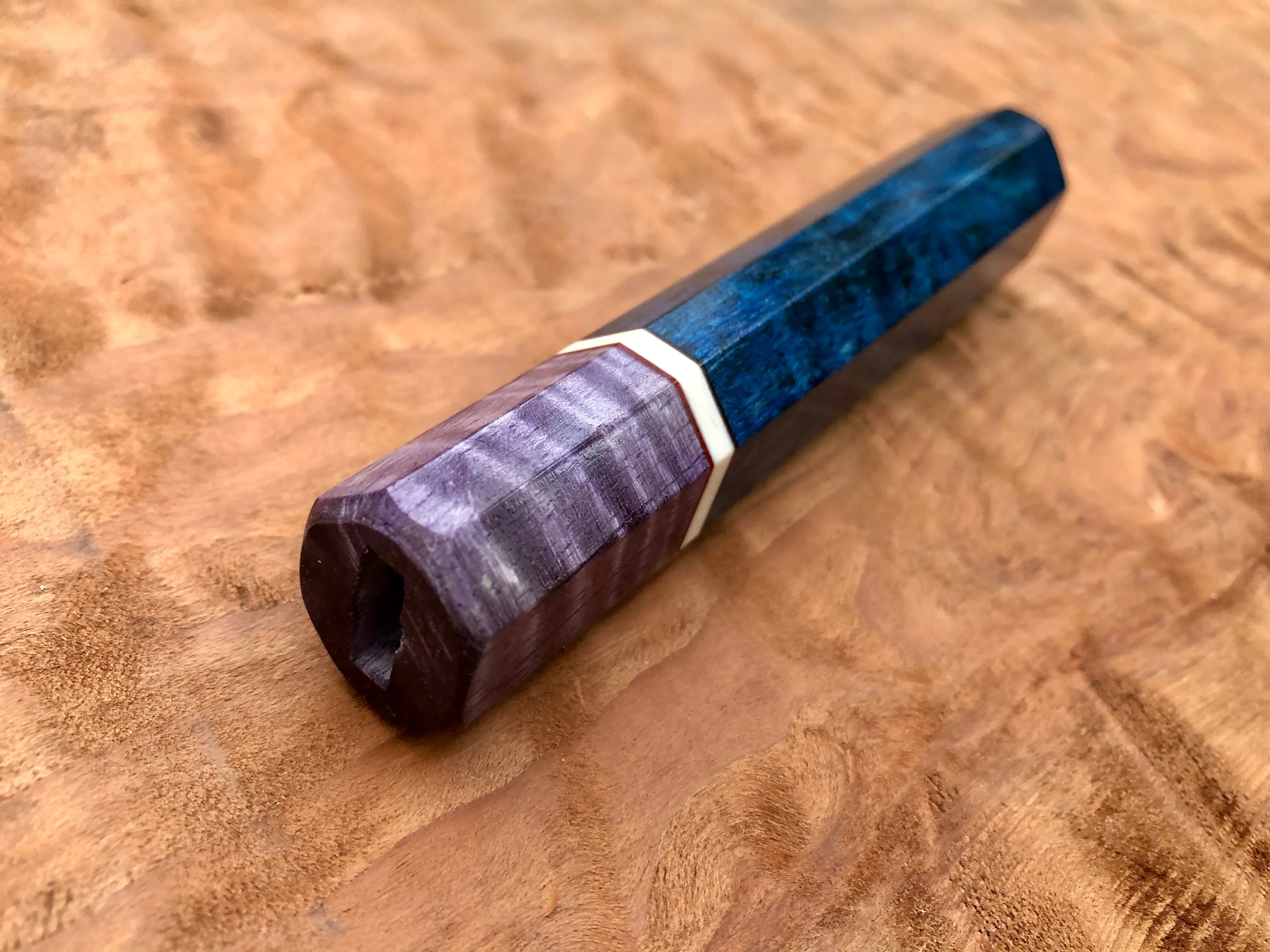 Custom Japanese Knife Handle (Wa Handle) - Dyed Spalted Maple