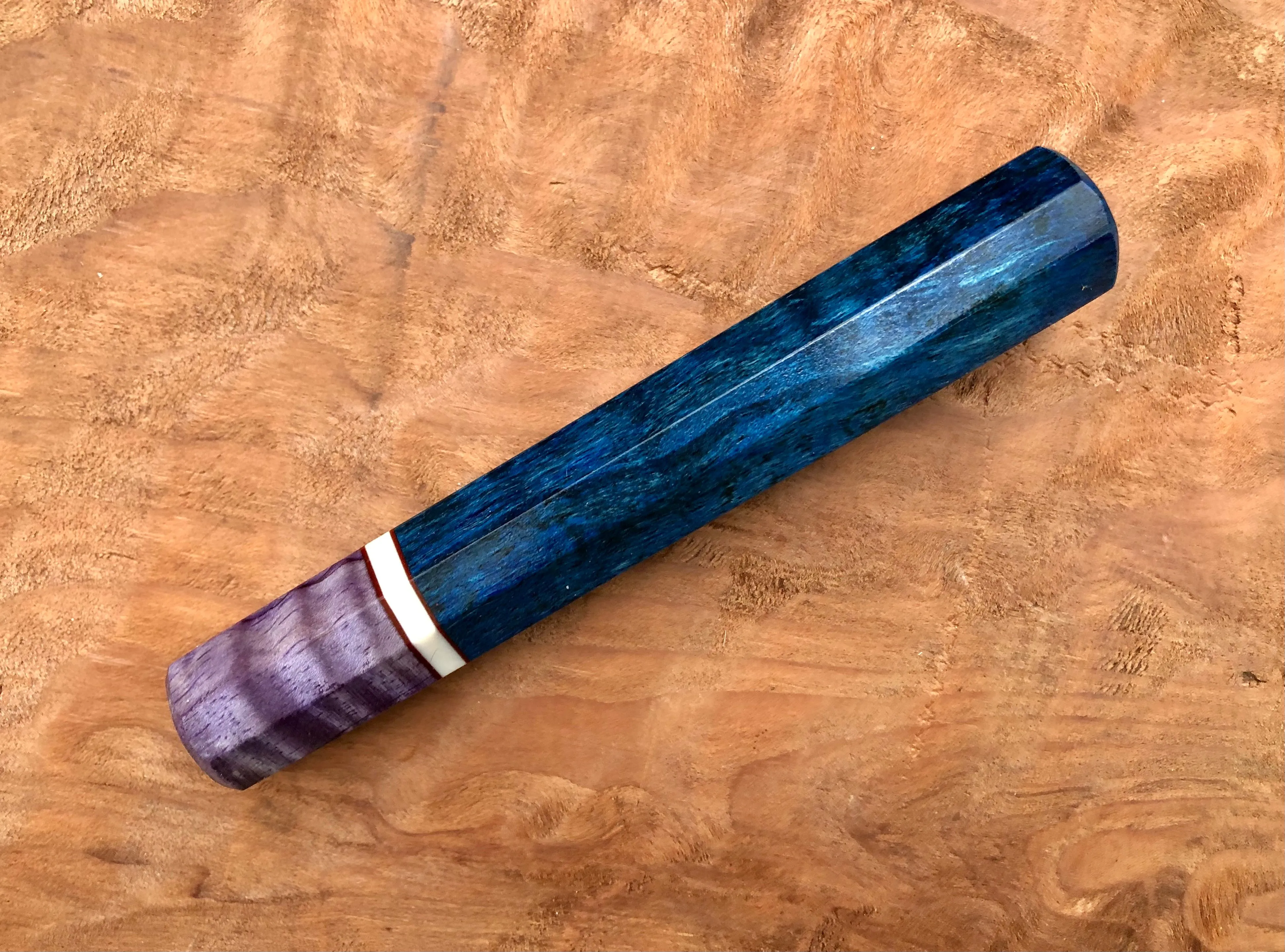 Custom Japanese Knife Handle (Wa Handle) - Dyed Spalted Maple