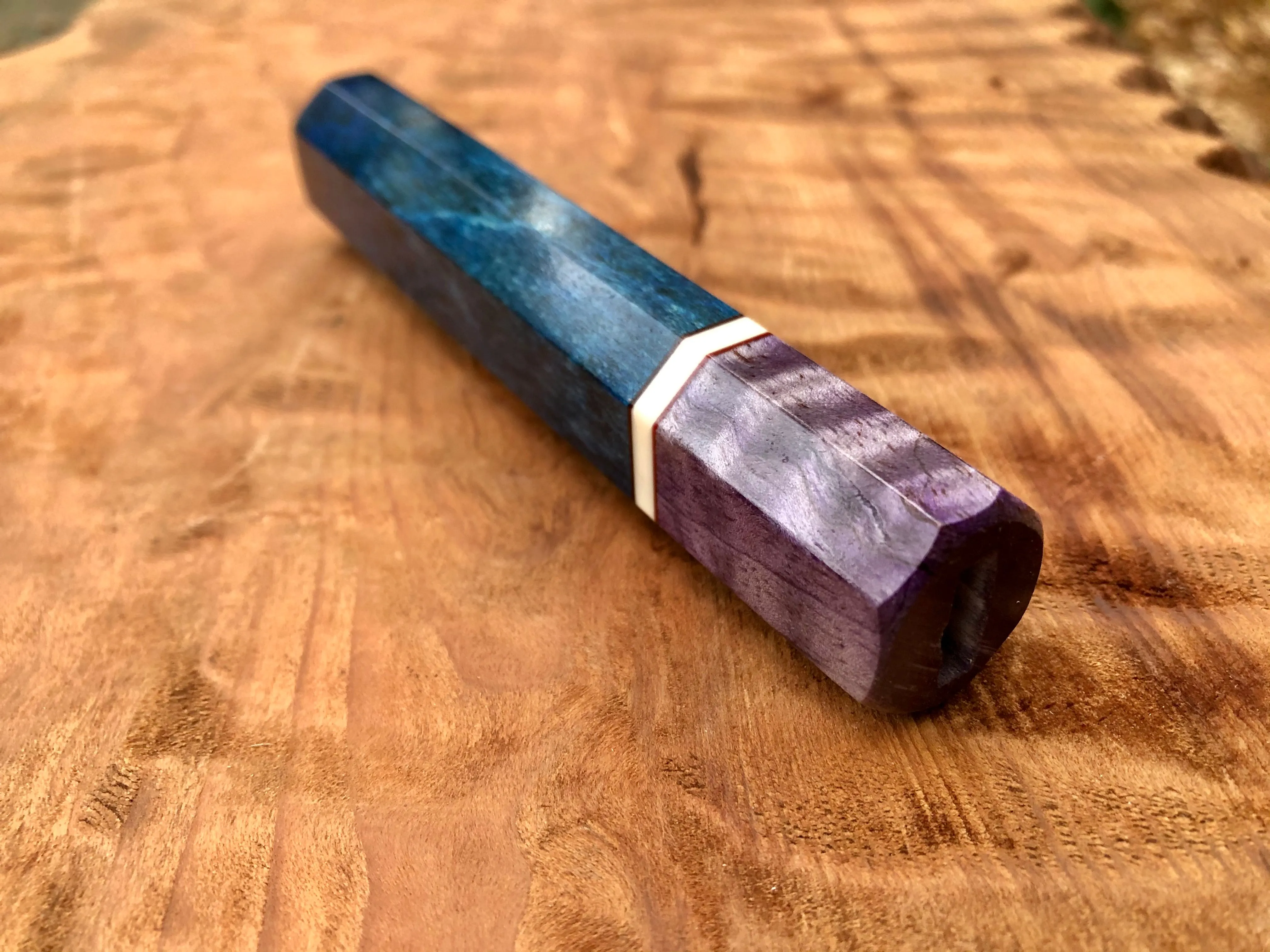 Custom Japanese Knife Handle (Wa Handle) - Dyed Spalted Maple