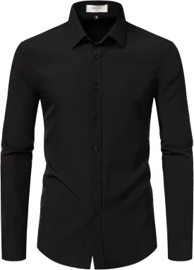 Dress Shirts for Men Stretch Slim Fit Long Sleeve Mens Dress Shirts Casual Business Muscle Fit Button Down Shirts