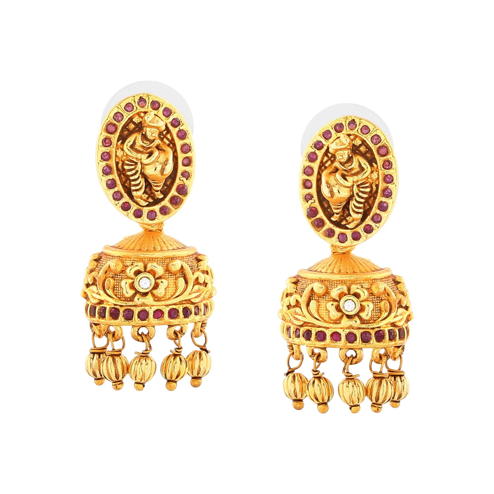 Estele Gold Plated CZ Lord Krishna Embellished with Elephants Designer Necklace Set with Pearls for Women