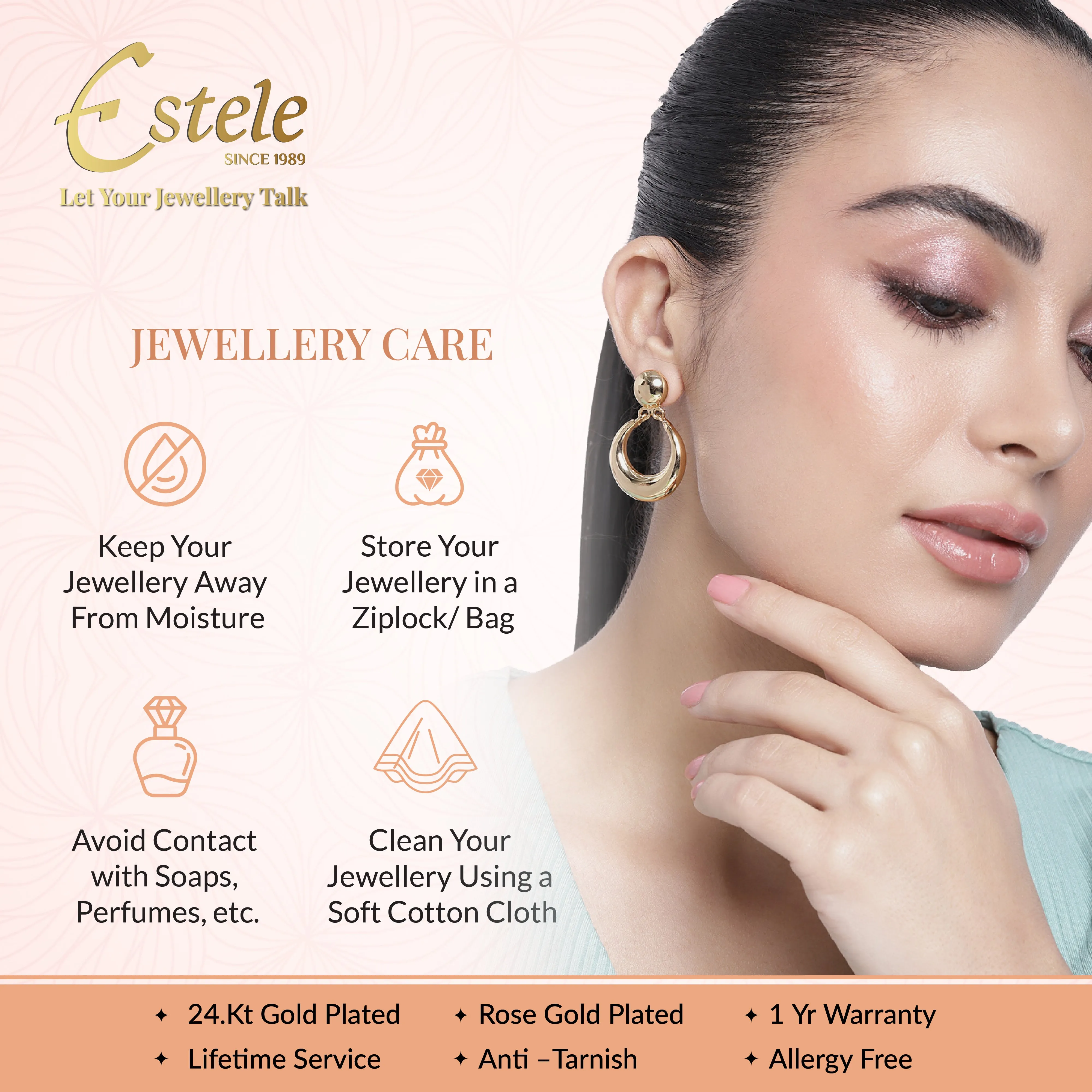 Estele - Rosegold Begum ChandBali Earrings