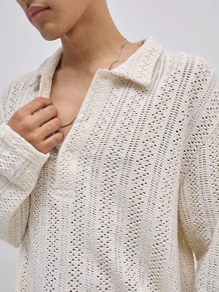 ETA Off-White Knitted Relaxed-Fit Cotton T-Shirt