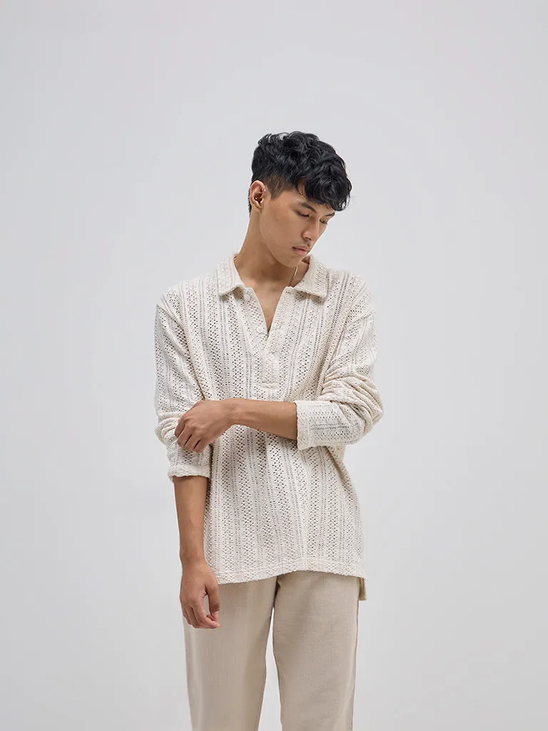 ETA Off-White Knitted Relaxed-Fit Cotton T-Shirt