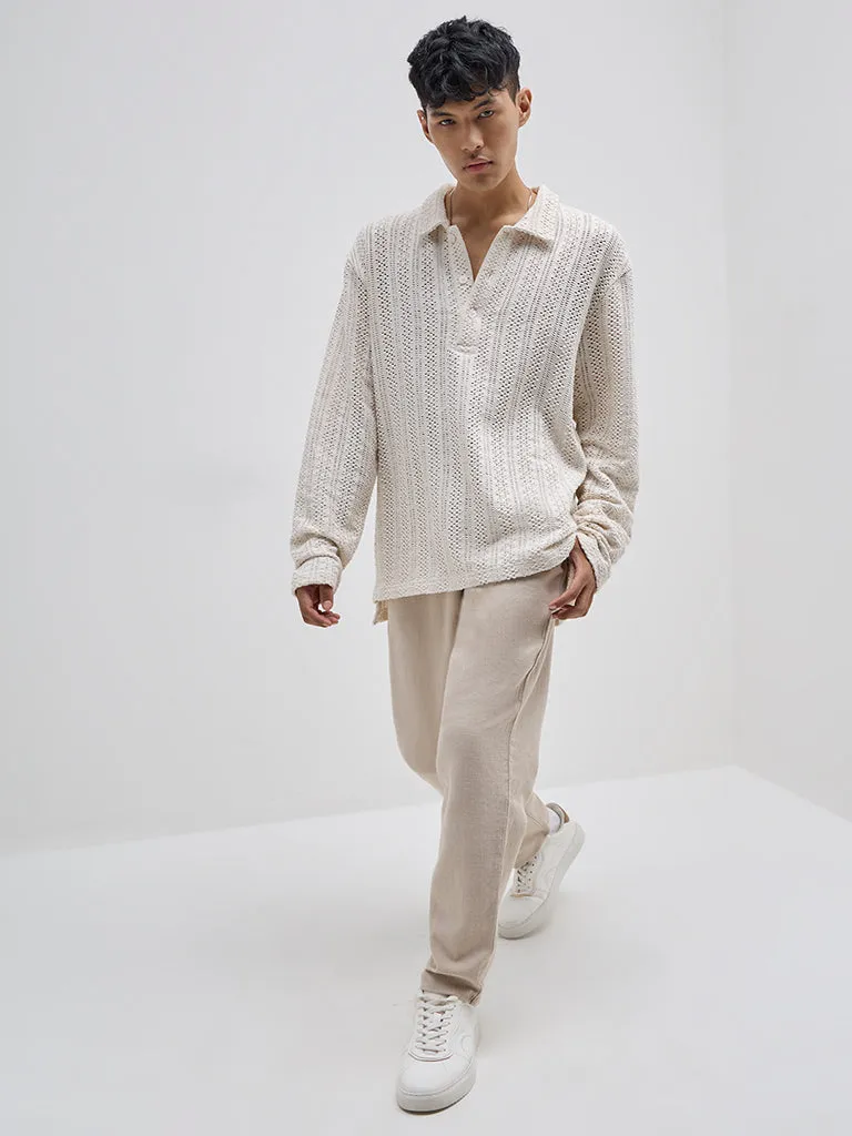 ETA Off-White Knitted Relaxed-Fit Cotton T-Shirt
