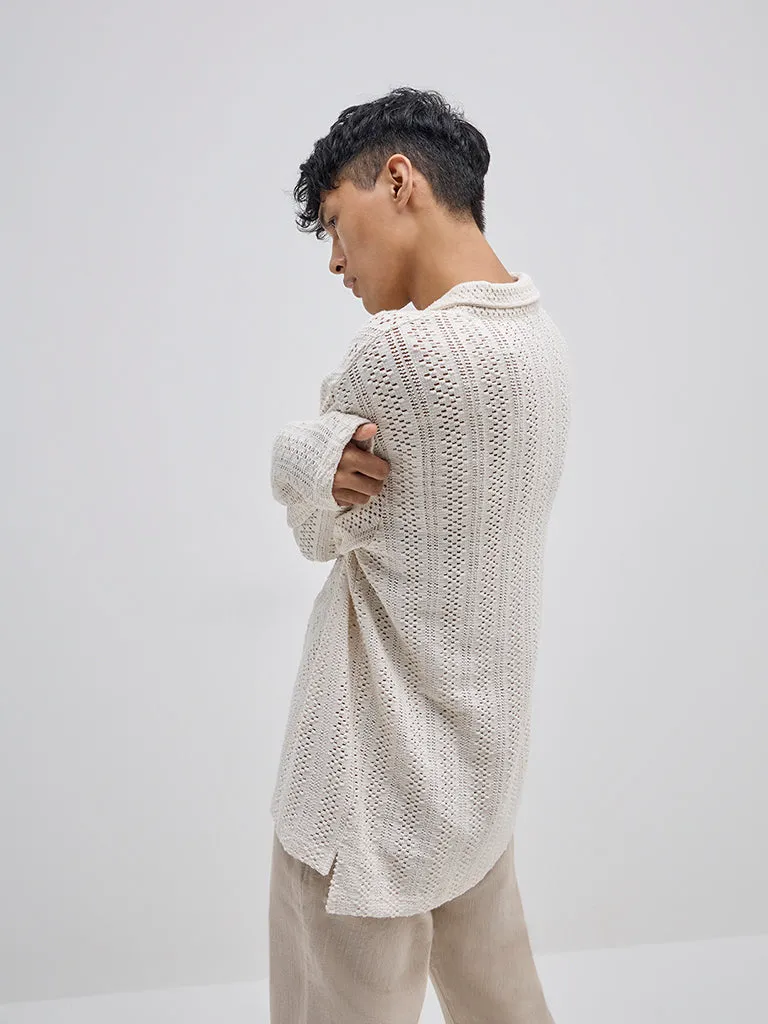 ETA Off-White Knitted Relaxed-Fit Cotton T-Shirt