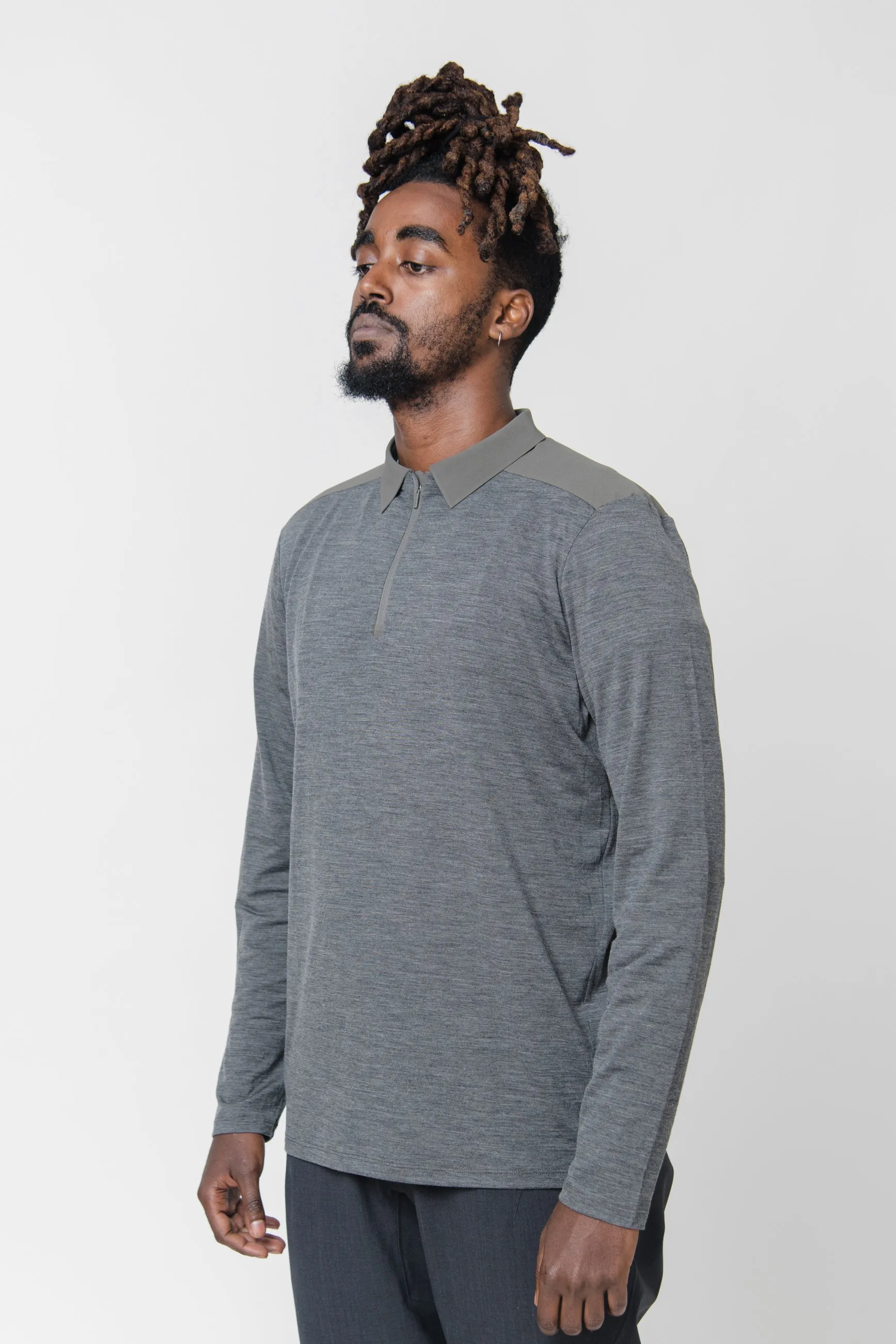 Frame Long Sleeve Polo Shade Heather
