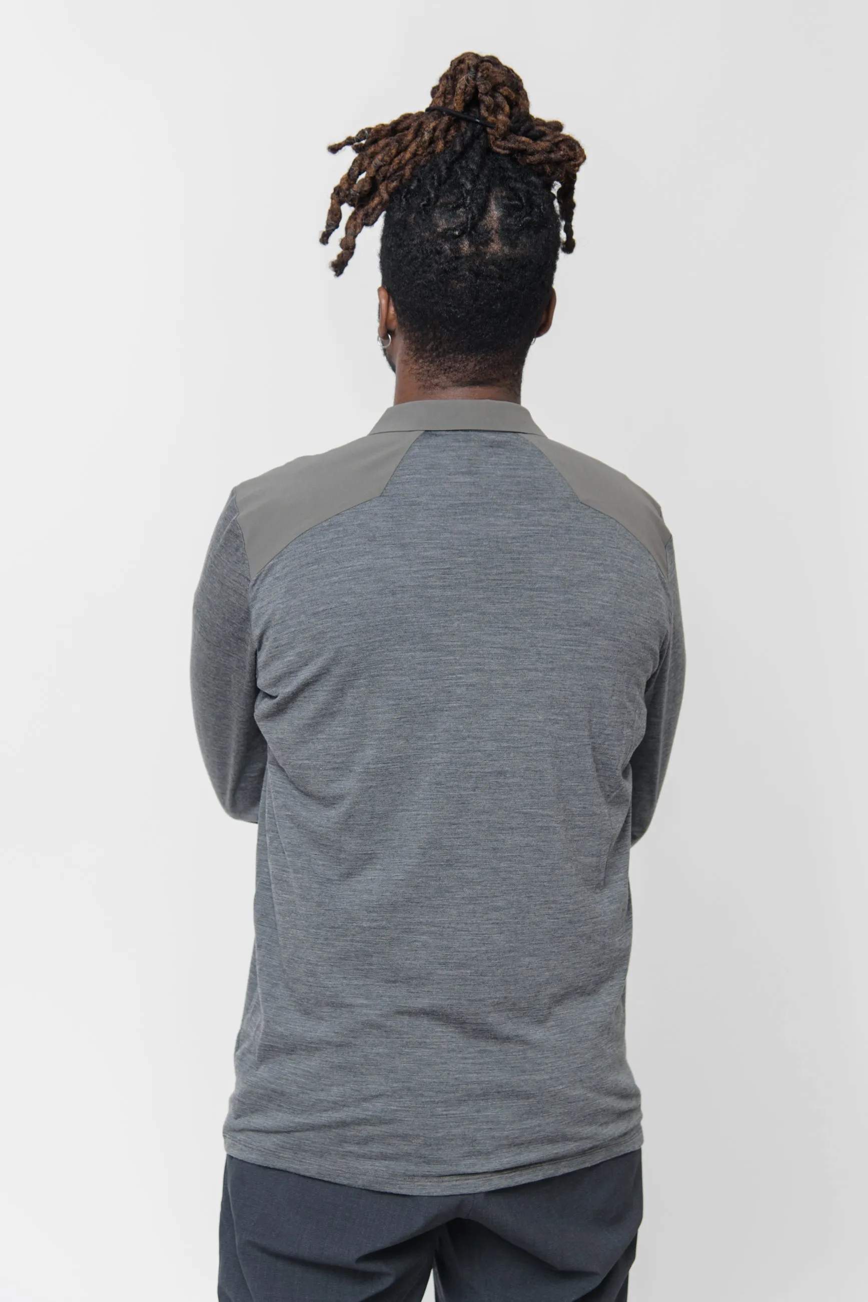 Frame Long Sleeve Polo Shade Heather