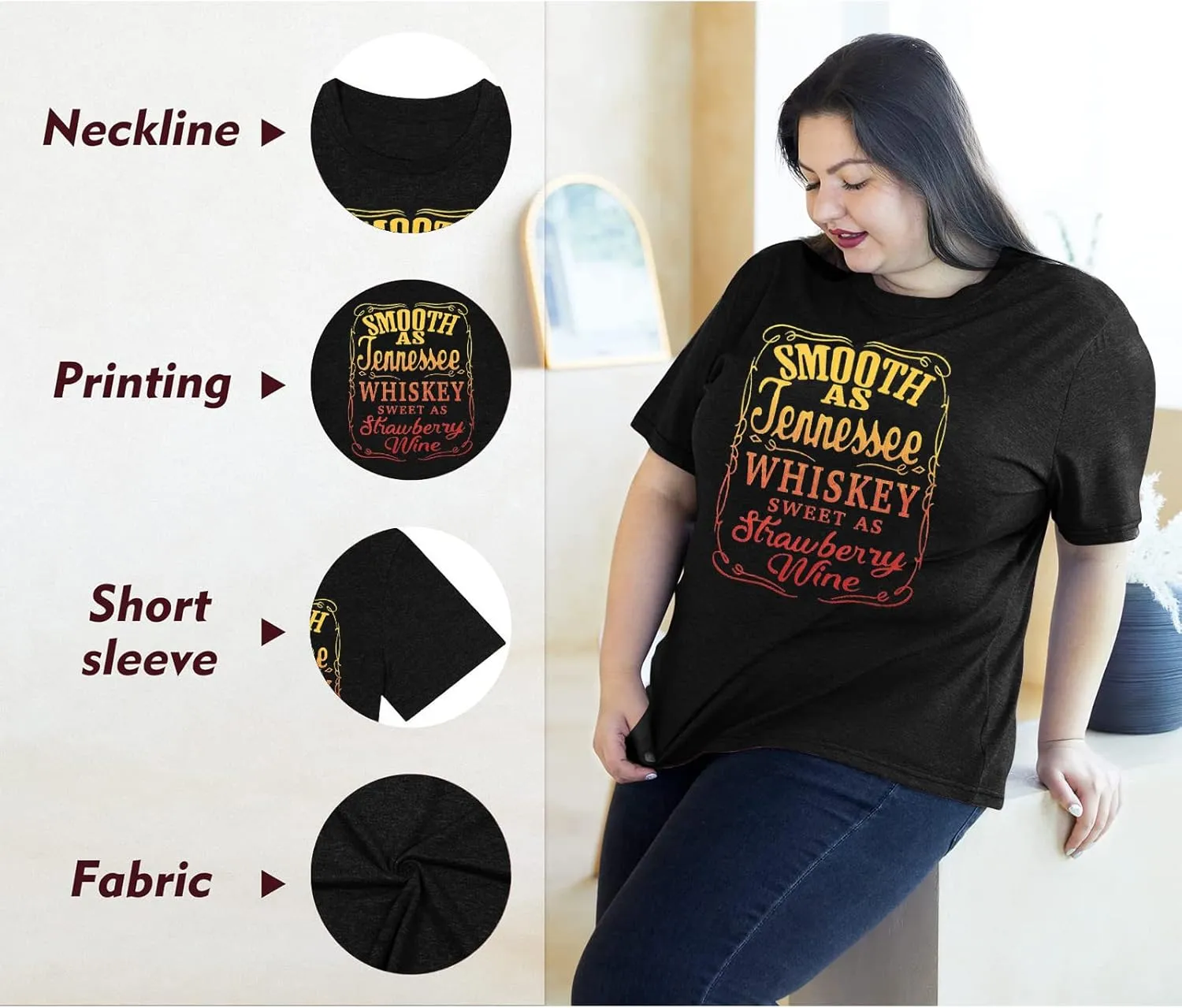 HDLTE Plus Size Womens Country Shirts Funny Western Graphic Tees Short Sleeve Flower Tops Blouses Casual Summer T-Shirt