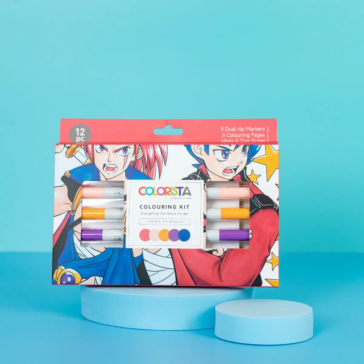 Heroes of Manga Colouring Kit with Pens and Pages - Colorista