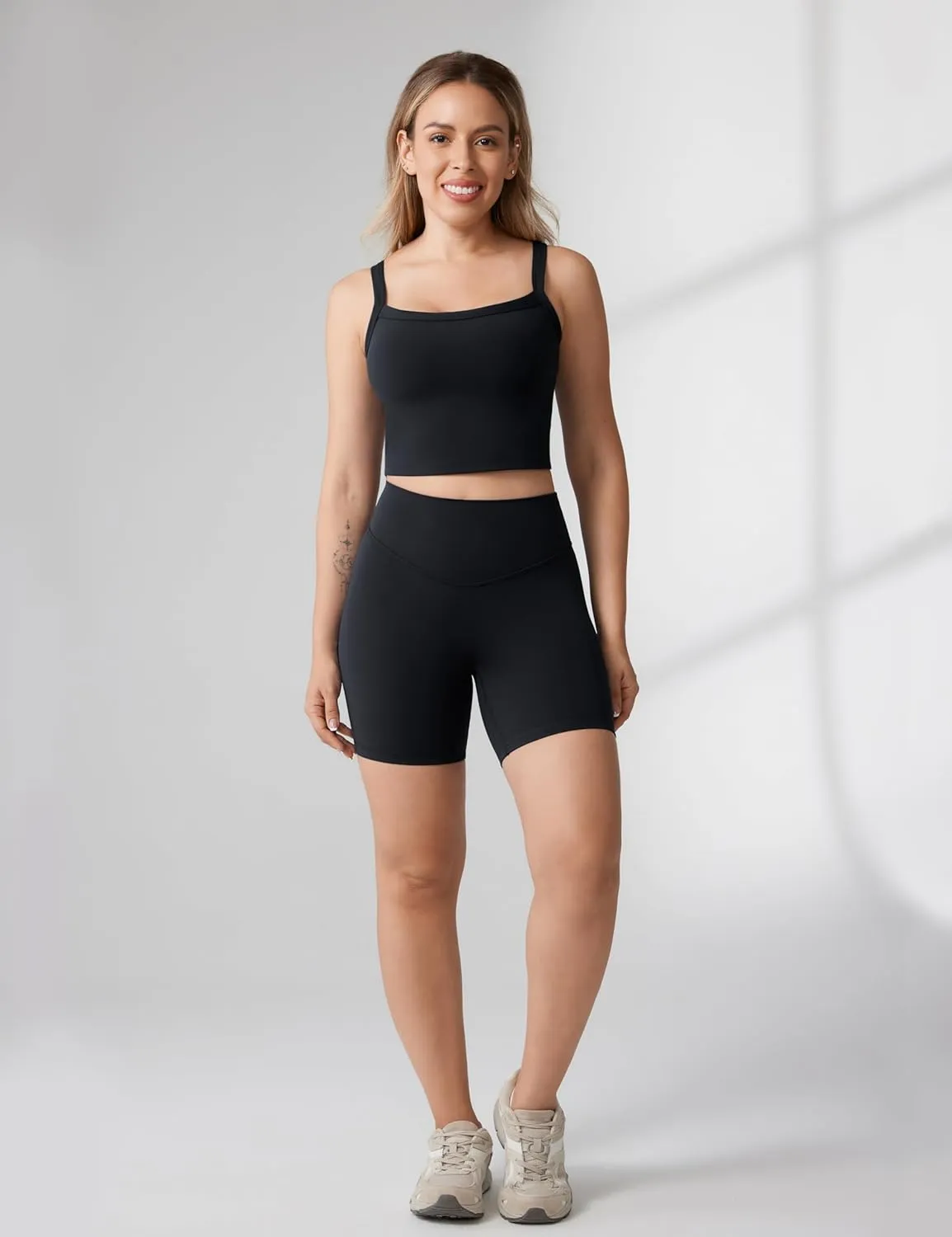 Hugcurve No Front Seam High Waisted Workout Biker Shorts for Women 6 Inches Tummy Control Buttery Soft Yoga Pants Gym