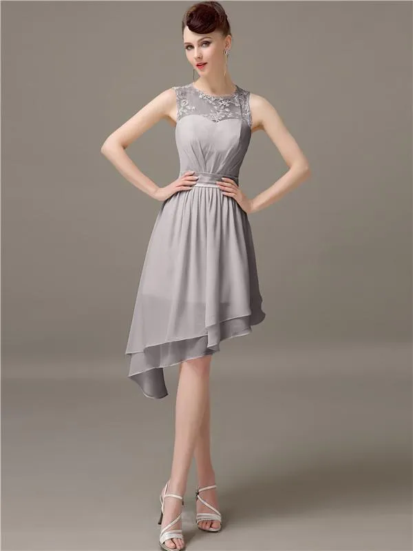 Illusion A-Line Short Bridesmaid Dresses