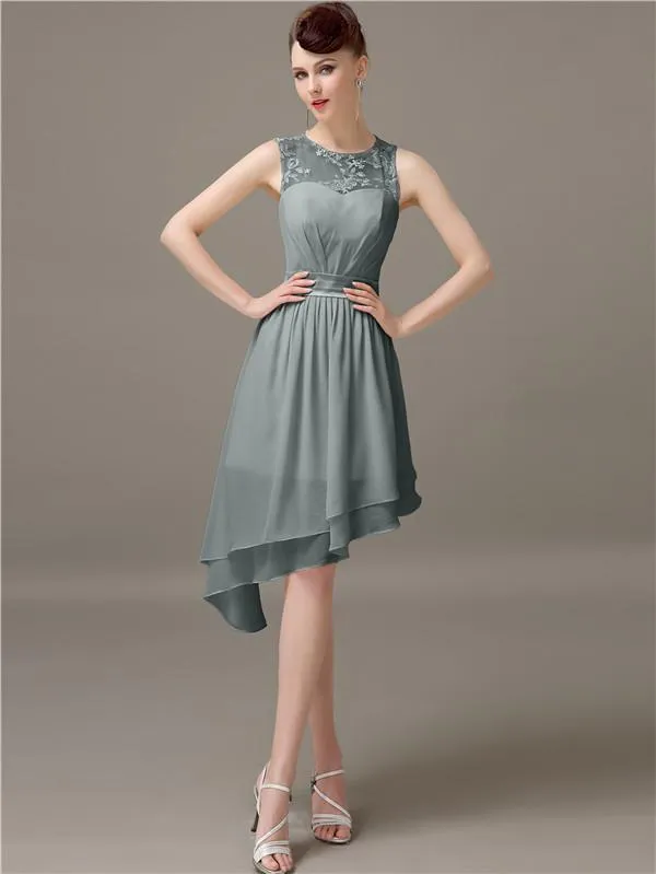 Illusion A-Line Short Bridesmaid Dresses