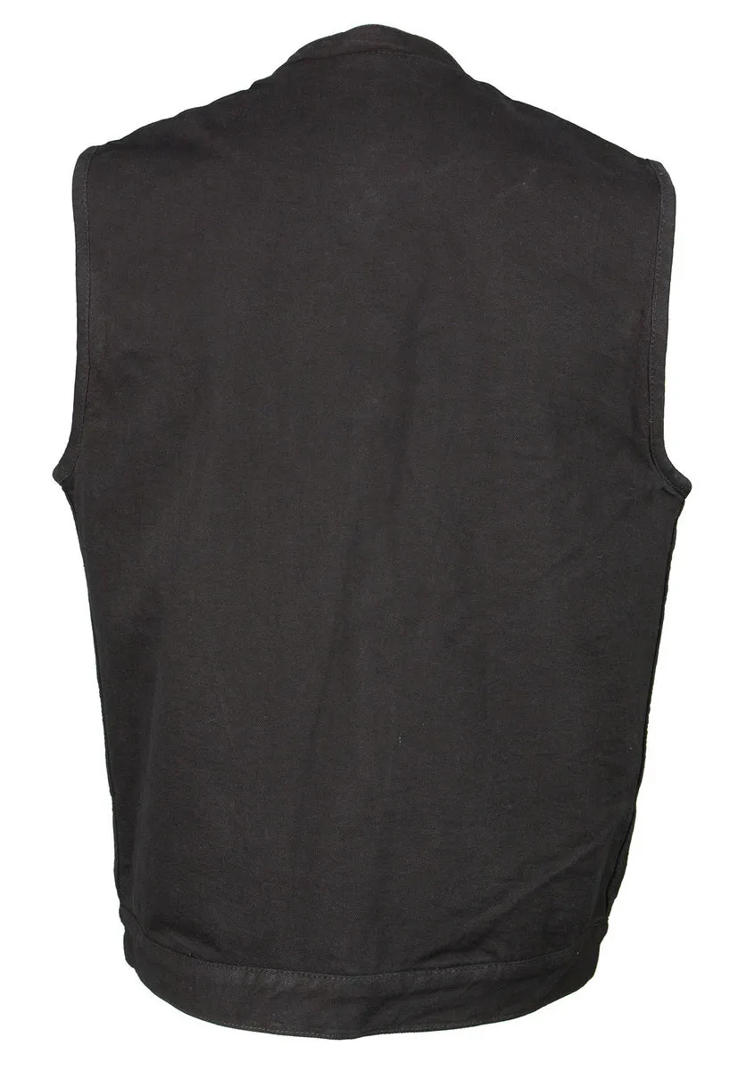 M Boss Motorcycle Apparel BOS13000 Men's Black Denim Club Style Vest