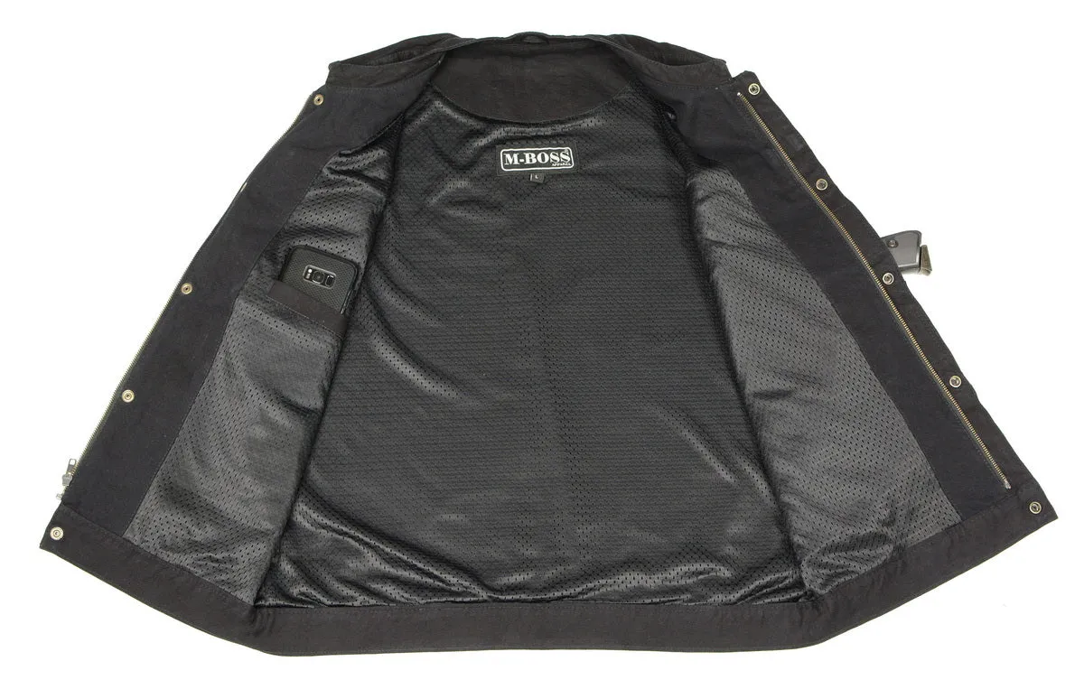 M Boss Motorcycle Apparel BOS13000 Men's Black Denim Club Style Vest