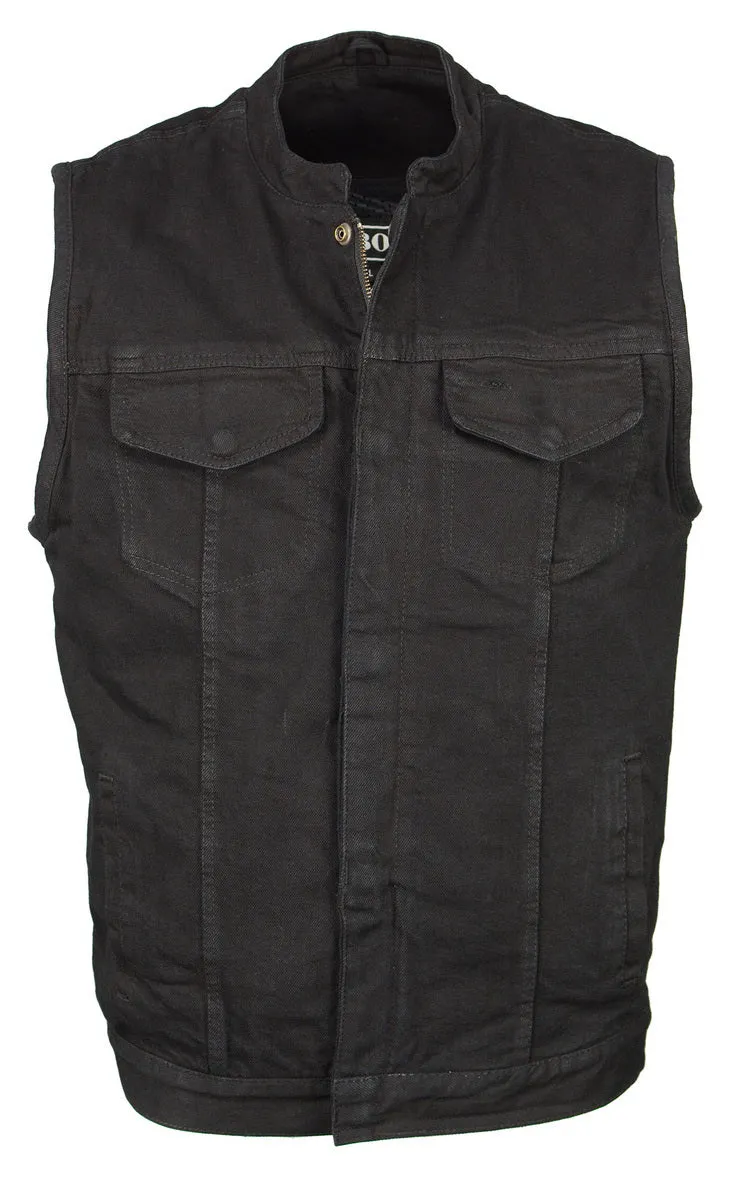 M Boss Motorcycle Apparel BOS13000 Men's Black Denim Club Style Vest