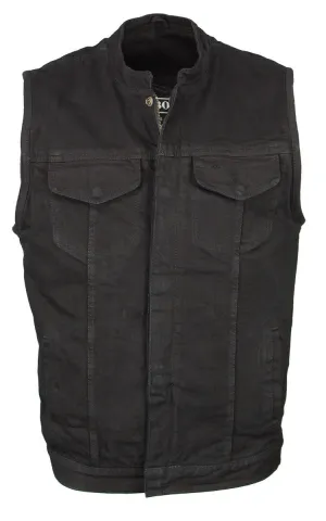M Boss Motorcycle Apparel BOS13000 Men's Black Denim Club Style Vest
