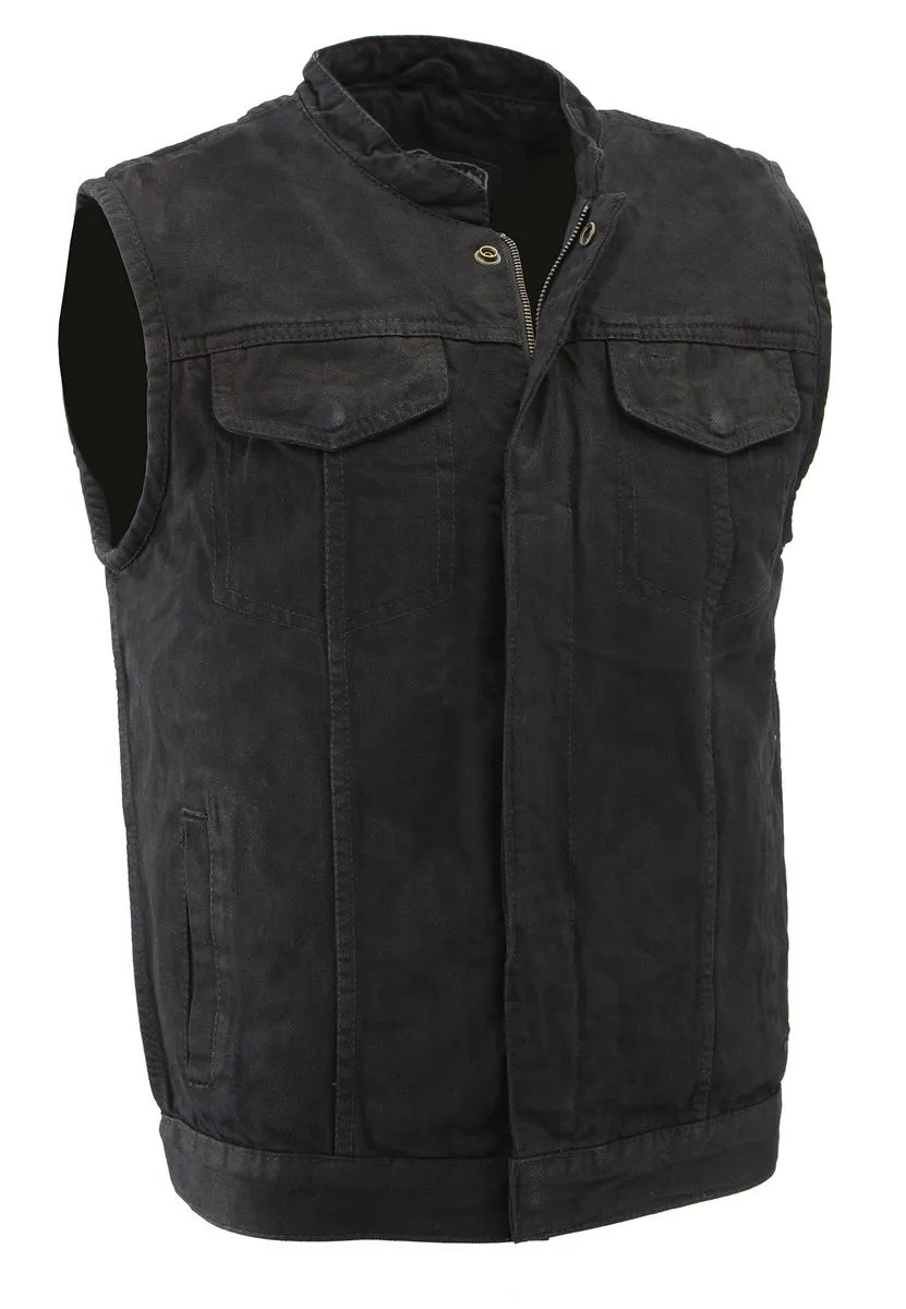 M Boss Motorcycle Apparel BOS13000 Men's Black Denim Club Style Vest