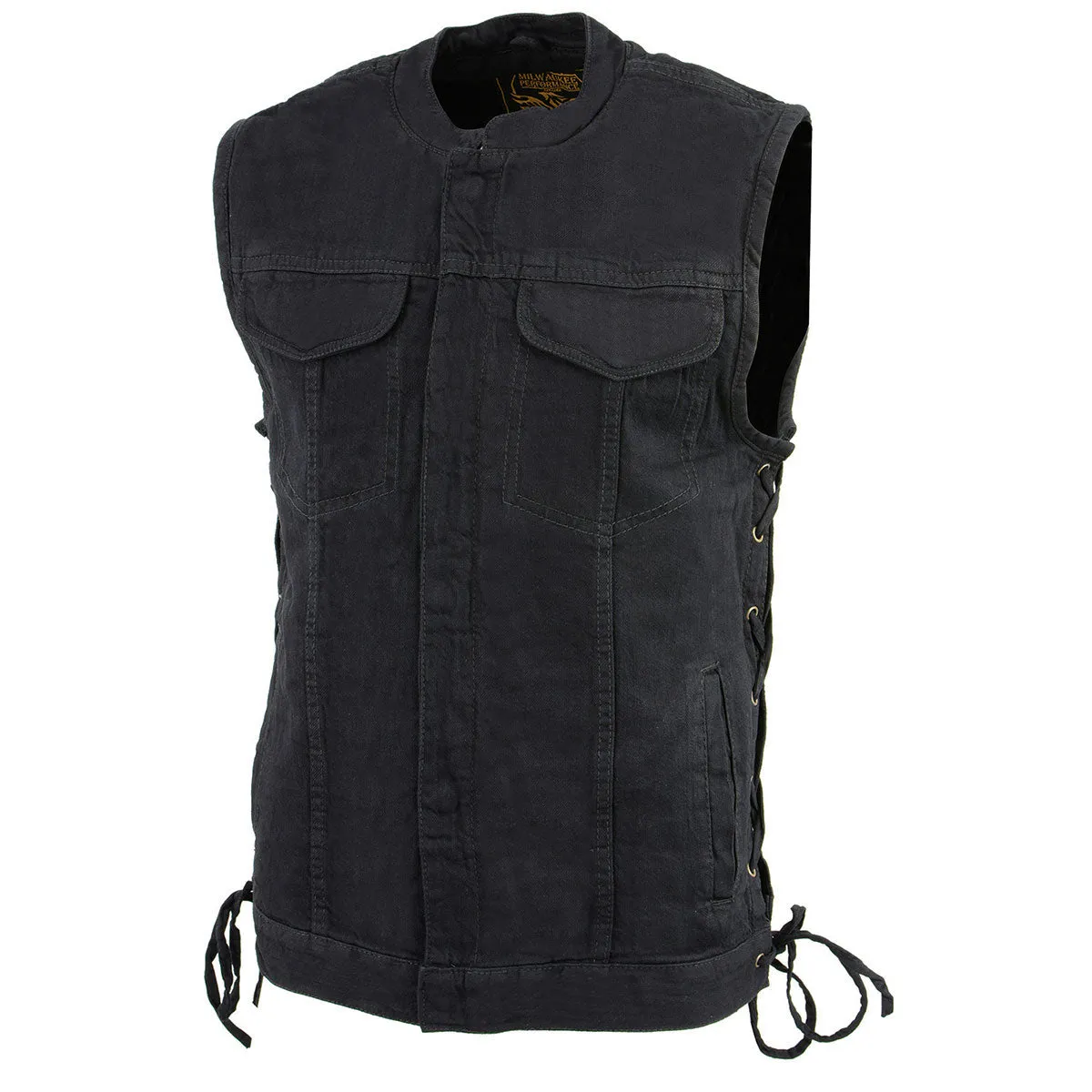 Milwaukee Leather MDM3002 Men's ‘Covert’ Black Denim Club Style Vest