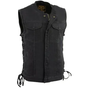 Milwaukee Leather MDM3002 Men's ‘Covert’ Black Denim Club Style Vest