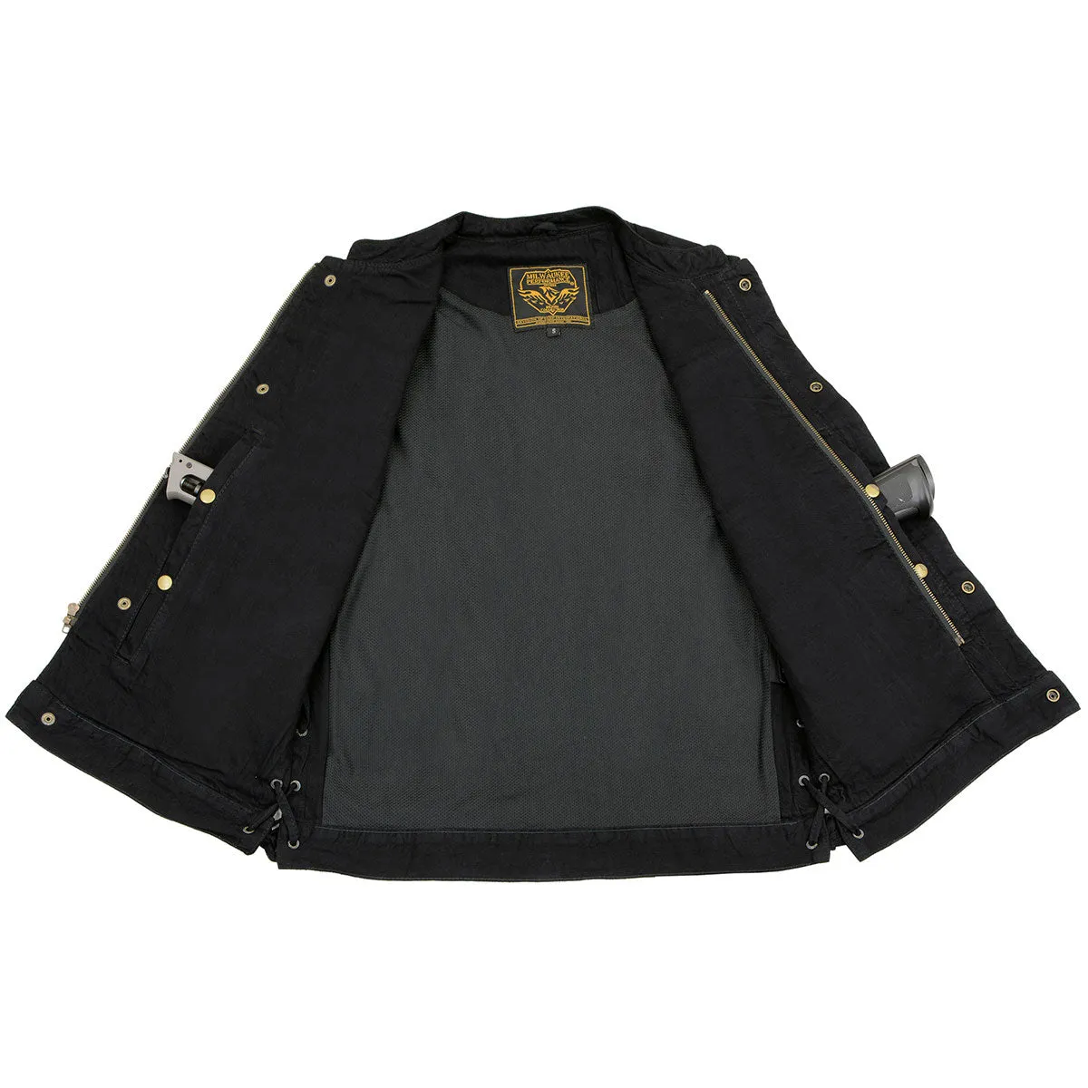 Milwaukee Leather MDM3002 Men's ‘Covert’ Black Denim Club Style Vest