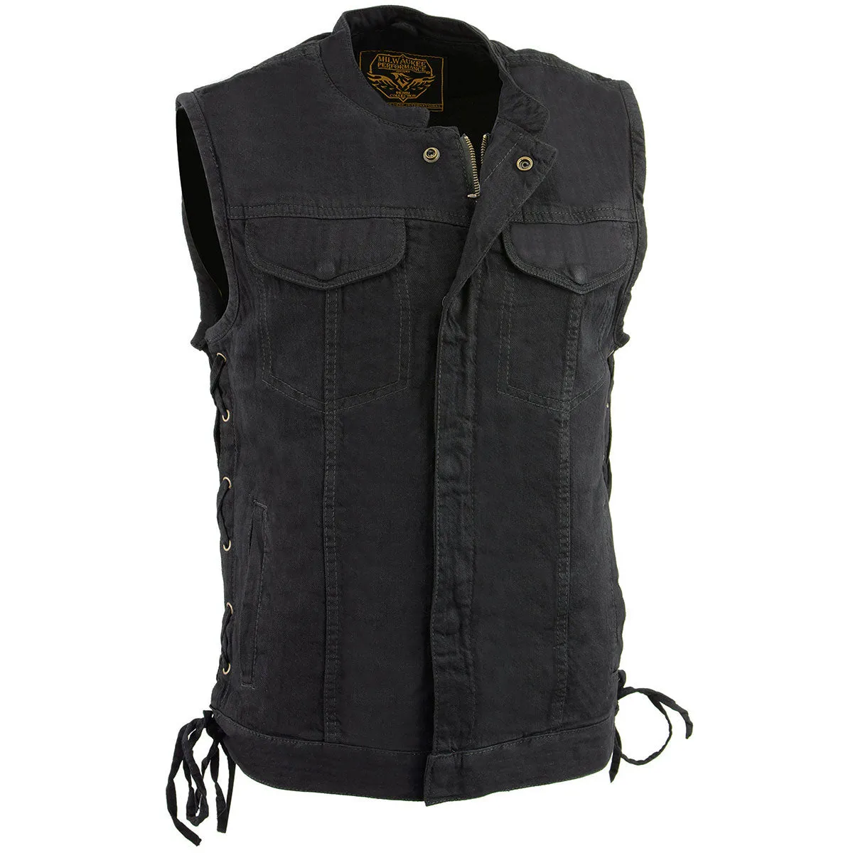 Milwaukee Leather MDM3002 Men's ‘Covert’ Black Denim Club Style Vest